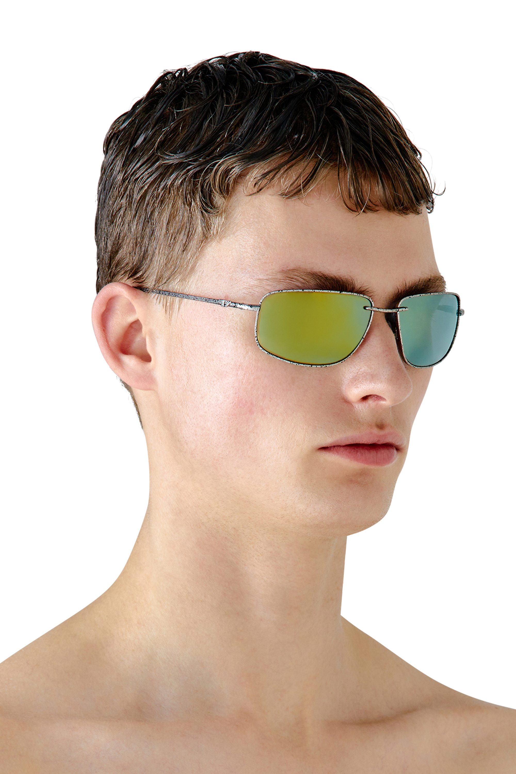 Silver Racer shape sunglasses in metal