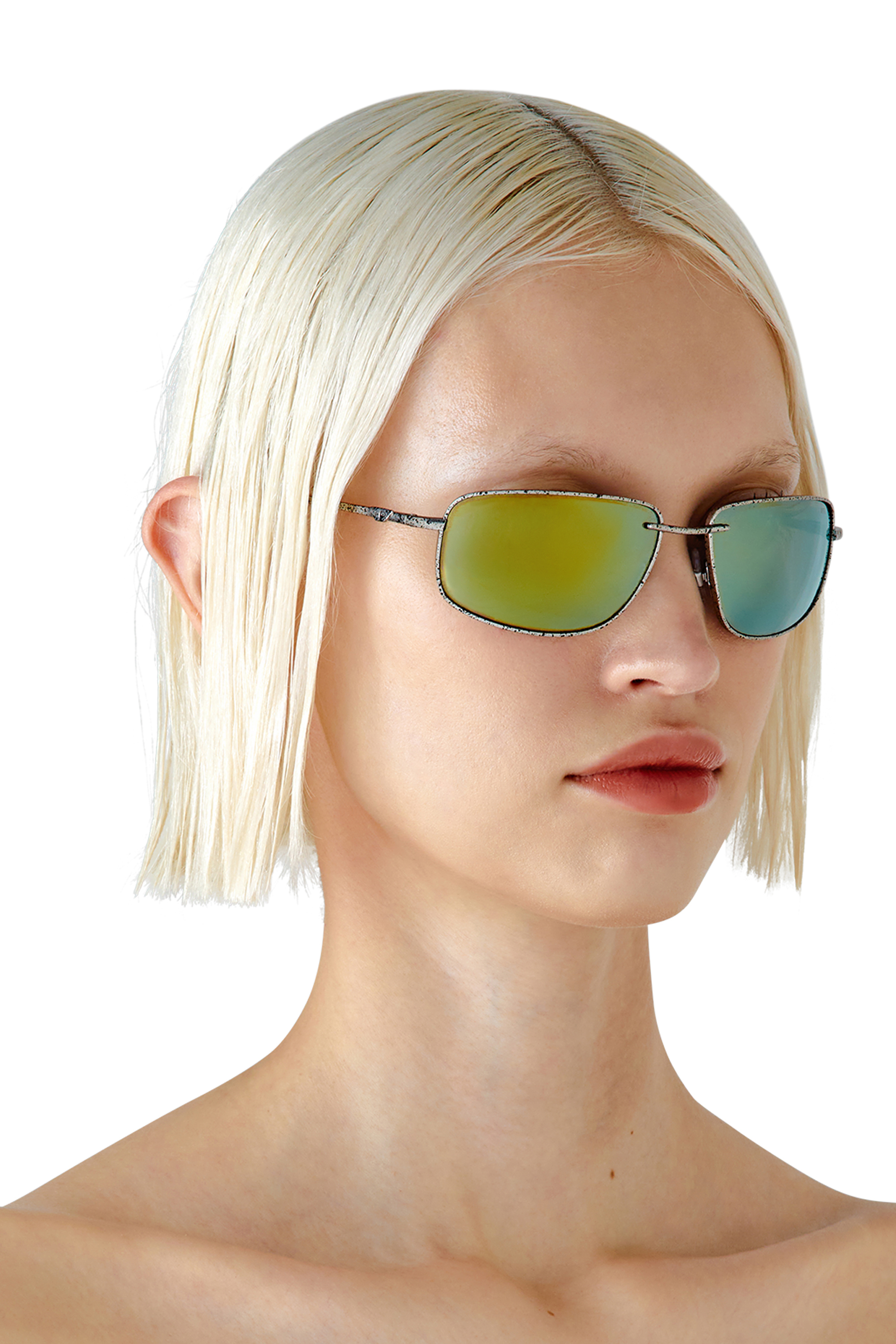 Silver Racer shape sunglasses in metal