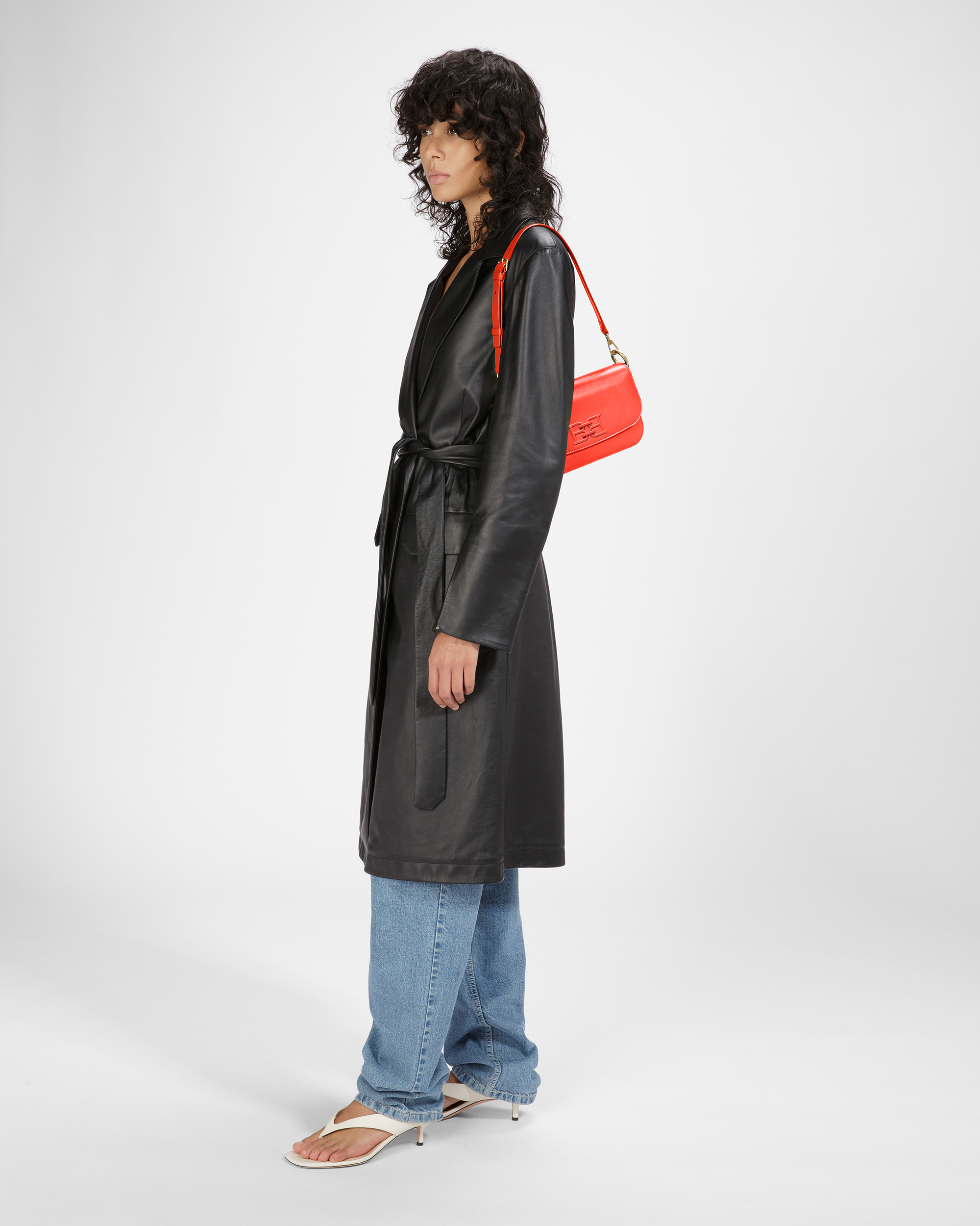 Brodye Leather Crossbody Bag In Orange