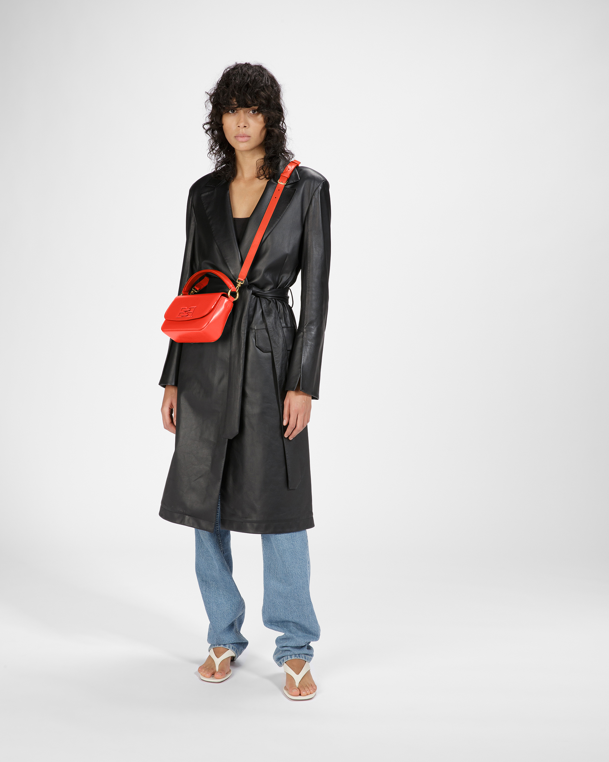 Brodye Leather Crossbody Bag In Orange