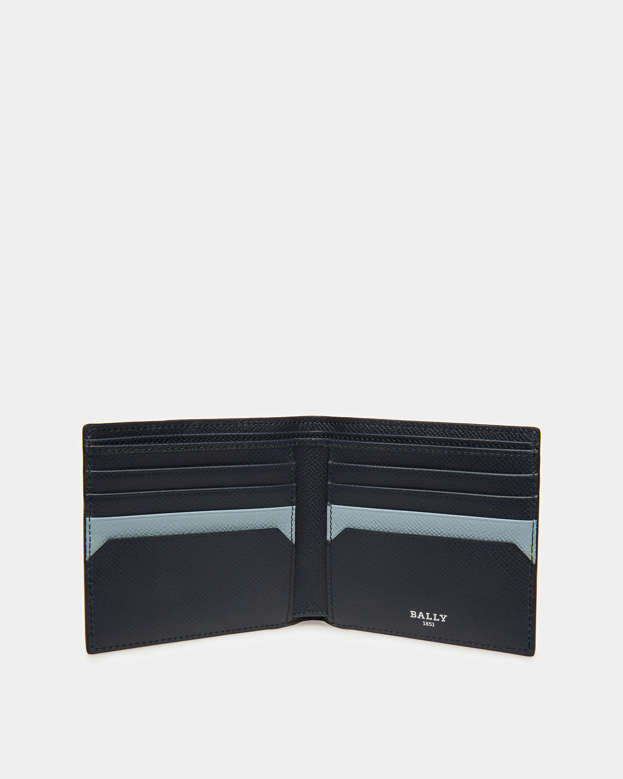 Brasai Leather Wallet In Midnight Blue And Light Blue