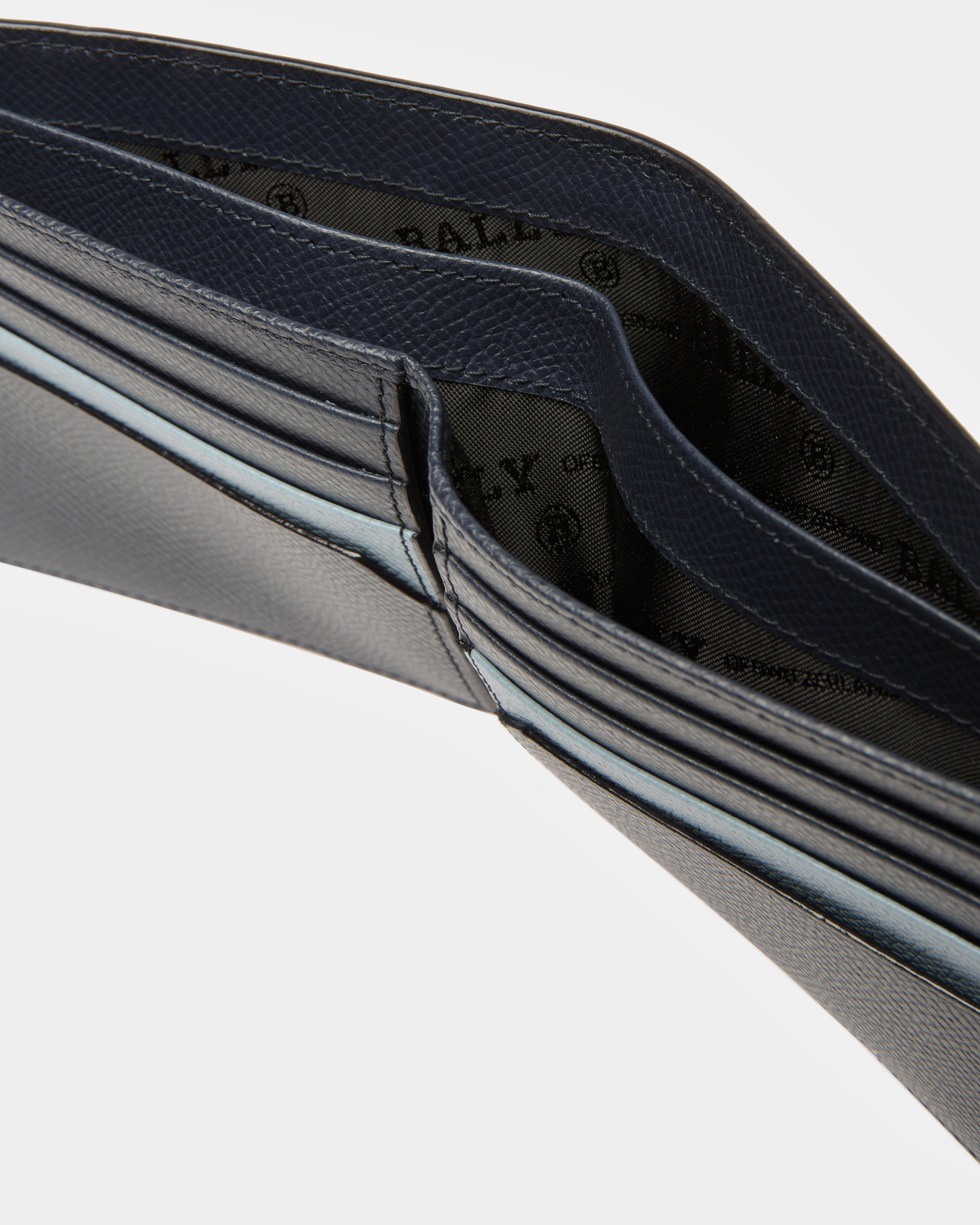 Brasai Leather Wallet In Midnight Blue And Light Blue