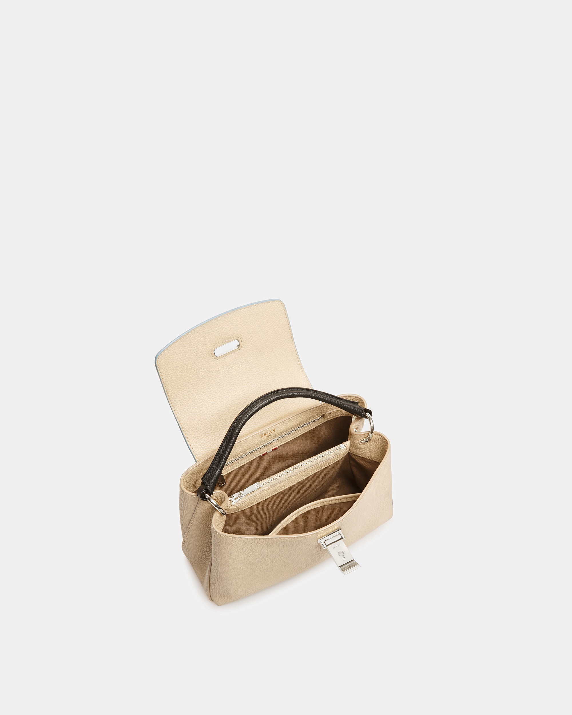 Layka S Leather Top Handle Bag In Beige