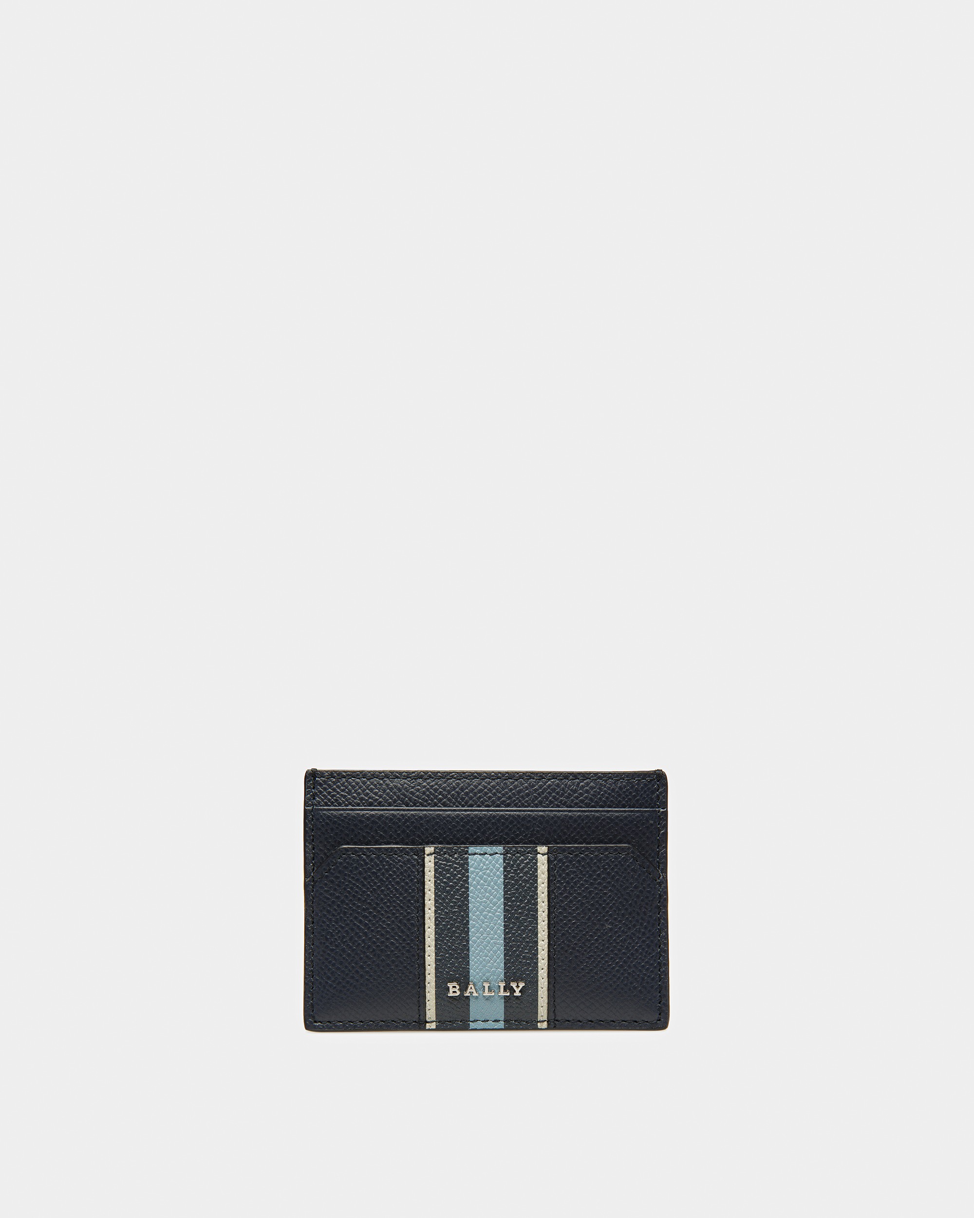 Bhar Leather Business Card Holder In Midnight Blue And Light Blue