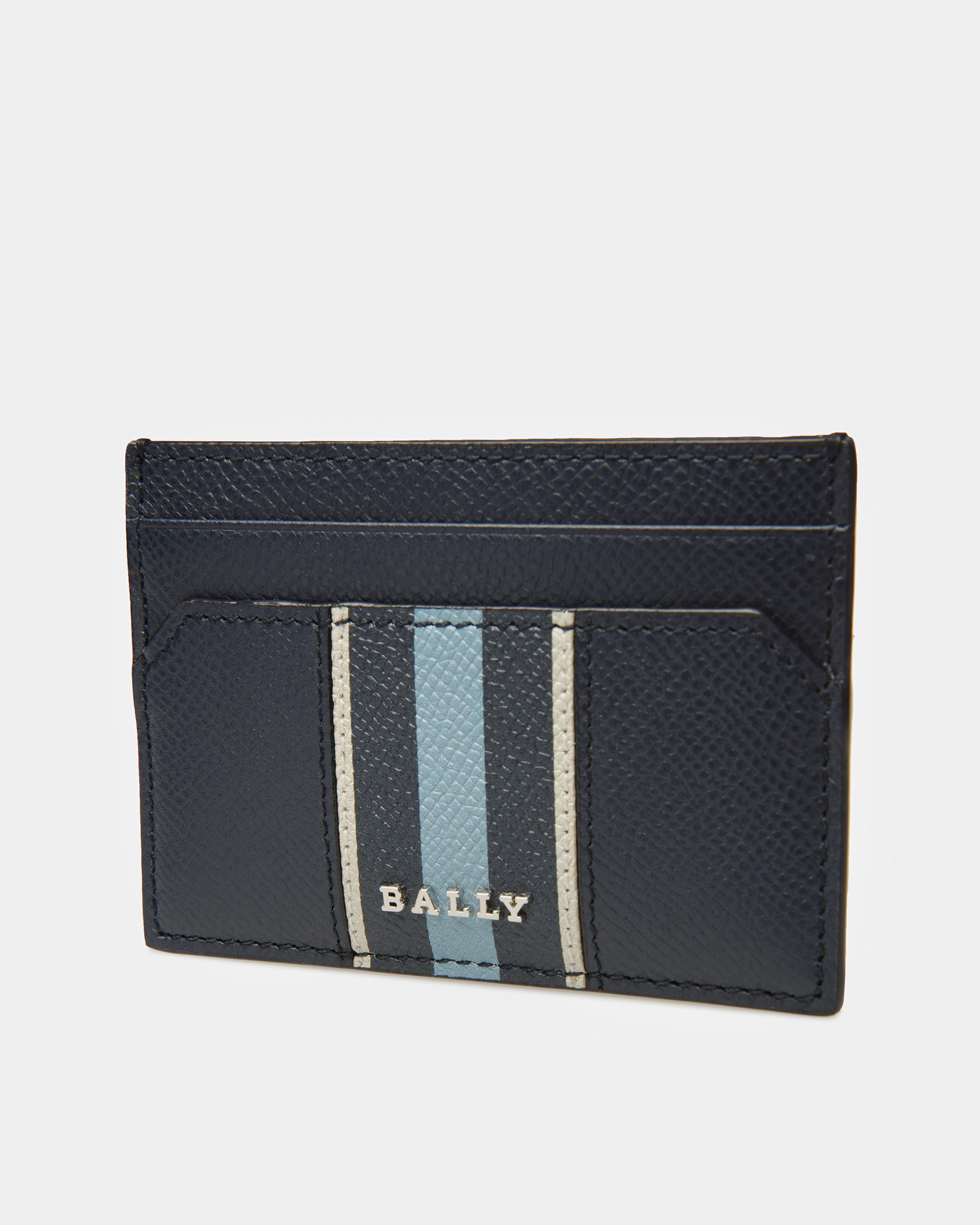 Bhar Leather Business Card Holder In Midnight Blue And Light Blue