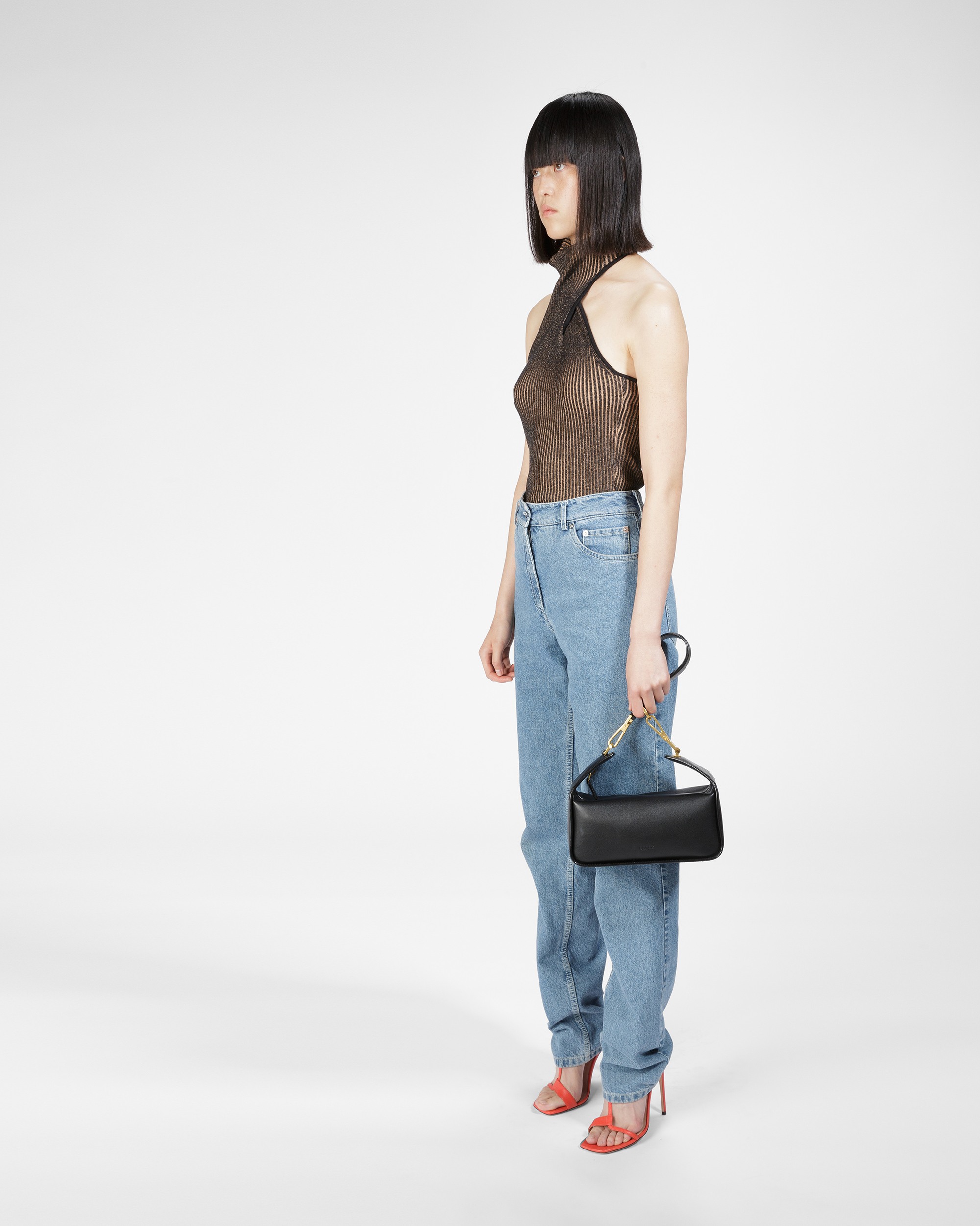 B-Hook Leather Shoulder Bag In Black