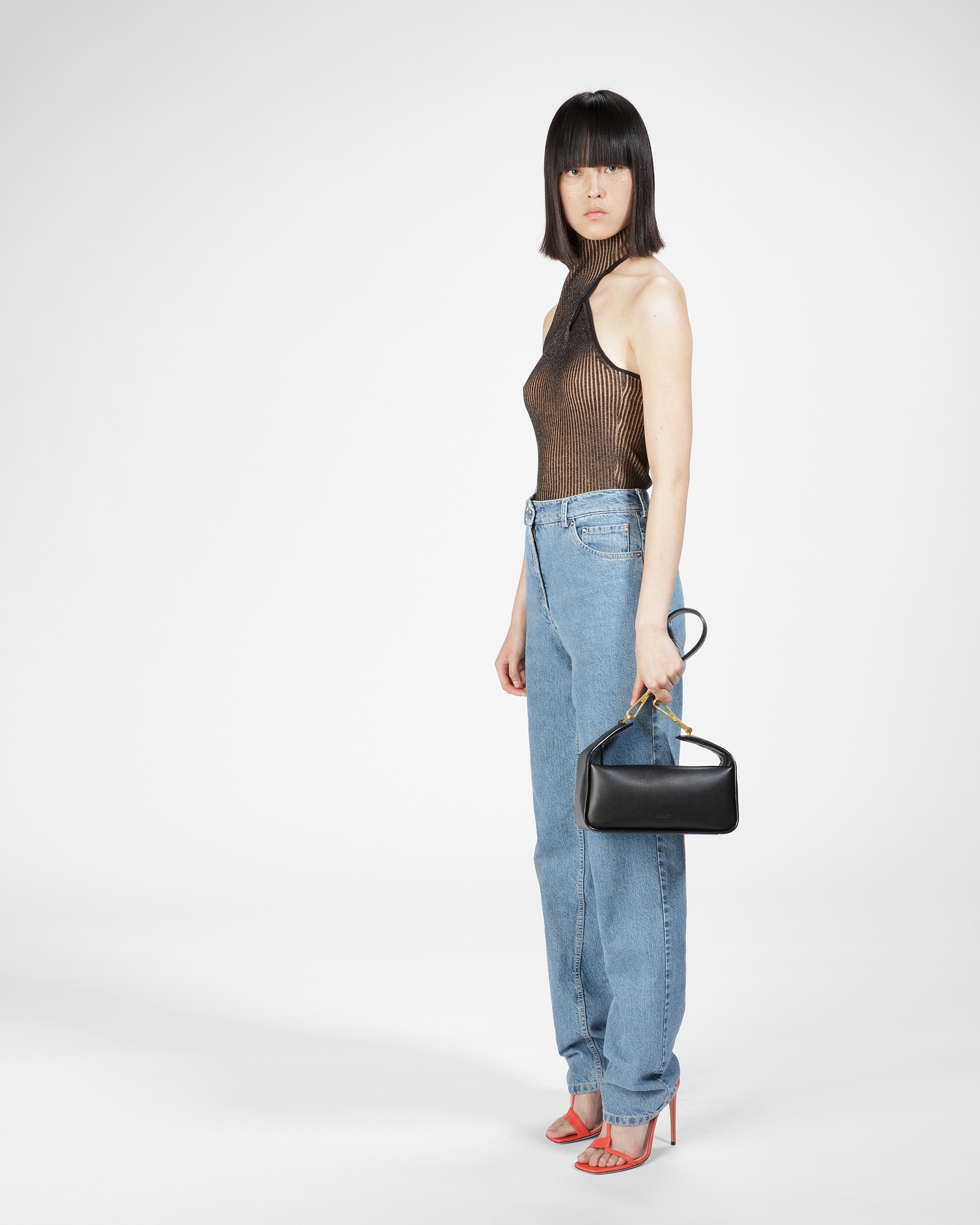 B-Hook Leather Shoulder Bag In Black
