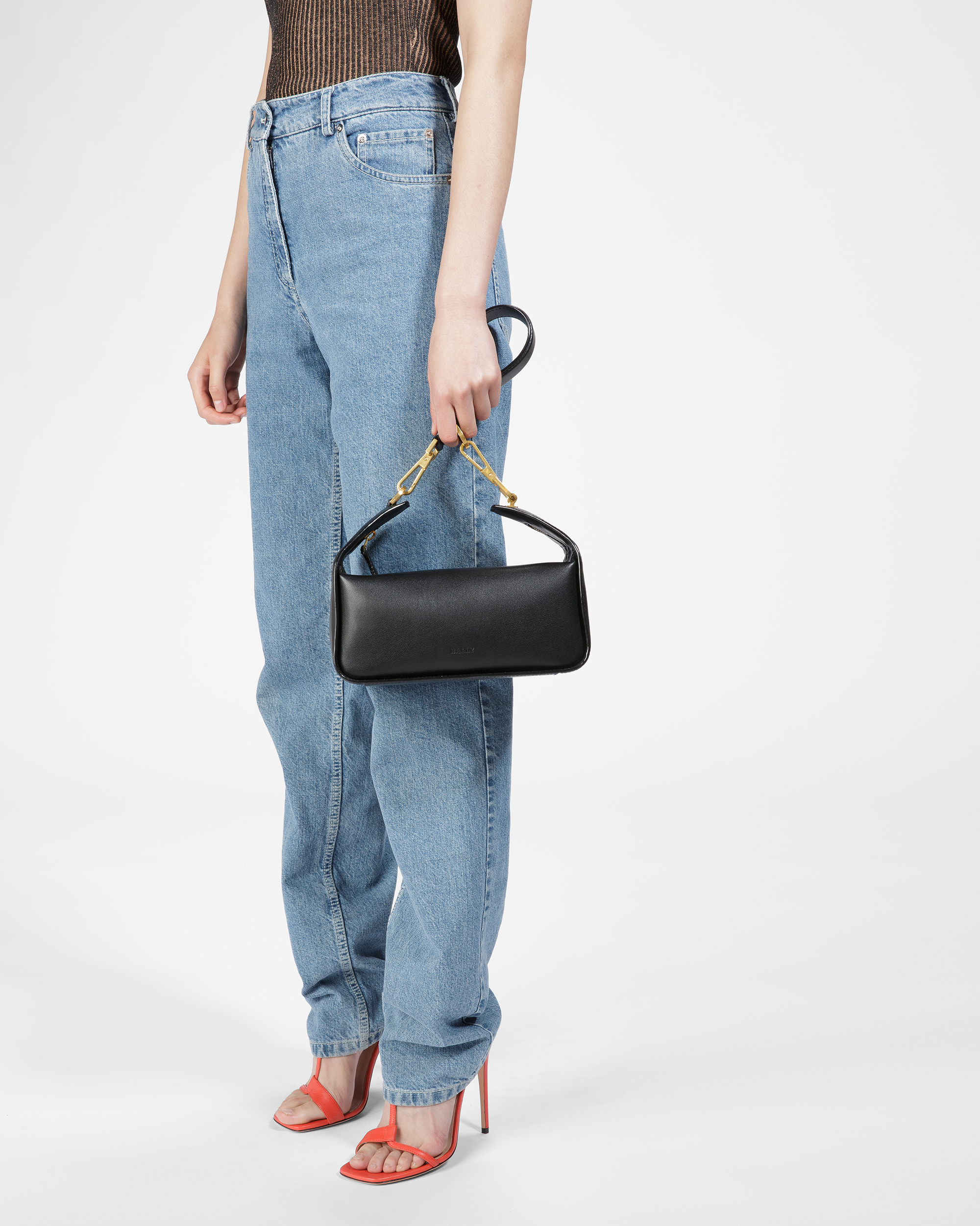 B-Hook Leather Shoulder Bag In Black