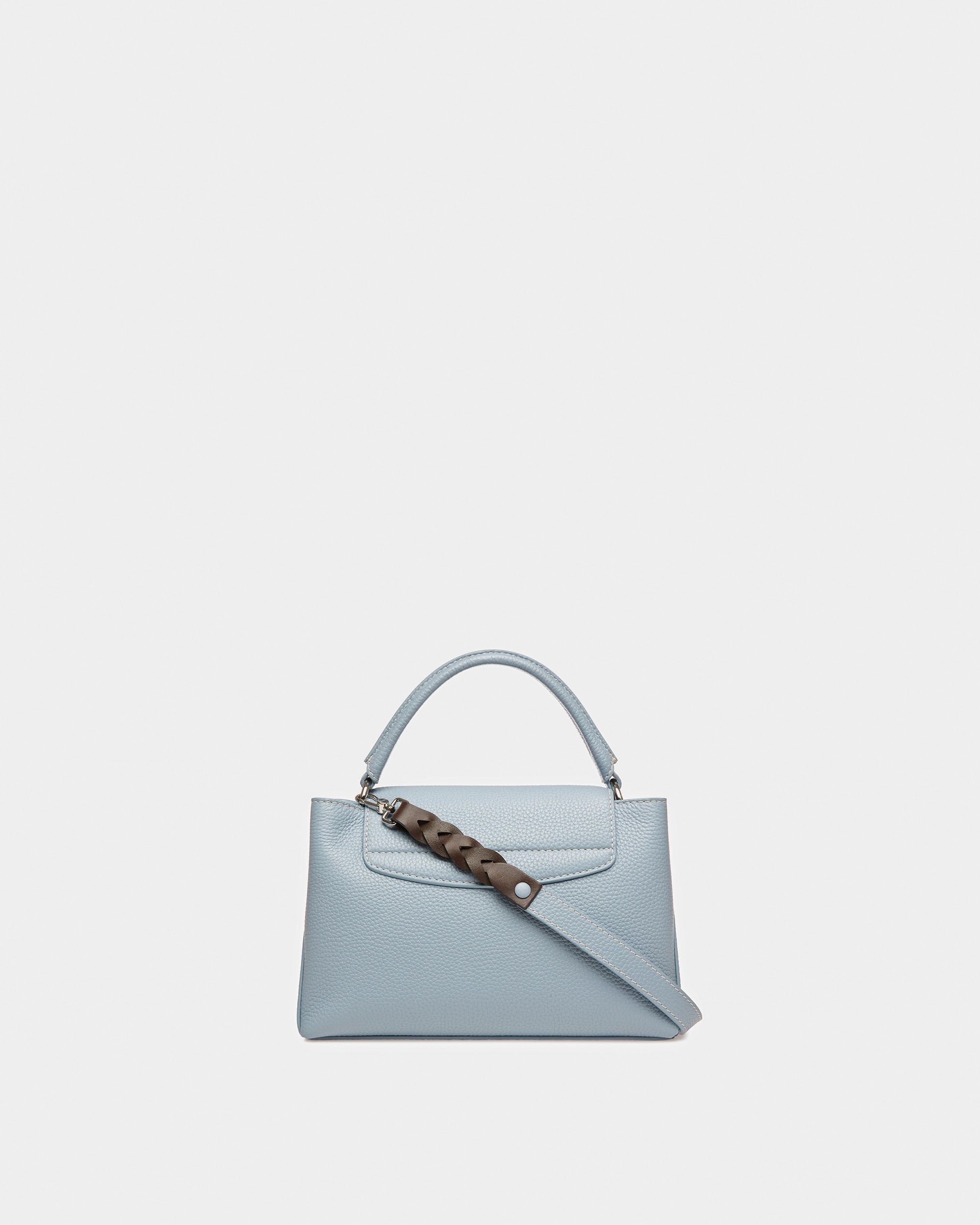Layka Small Leather Top Handle Purse In Light Blue