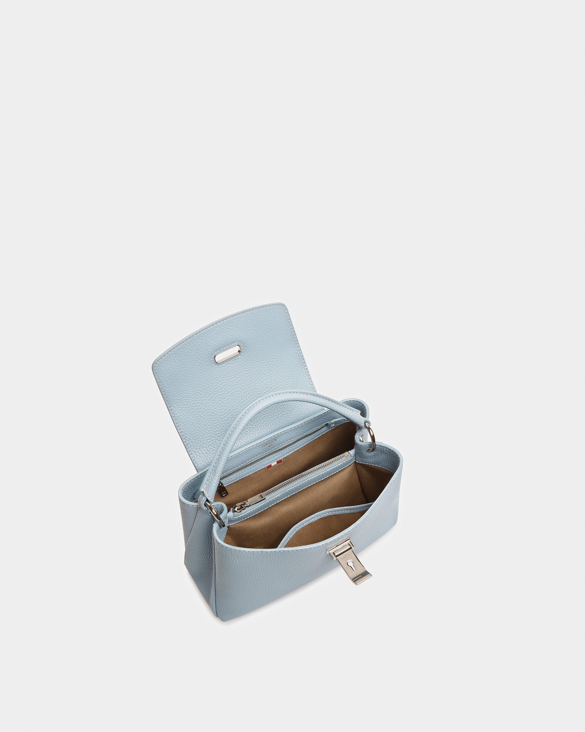 Layka Small Leather Top Handle Purse In Light Blue
