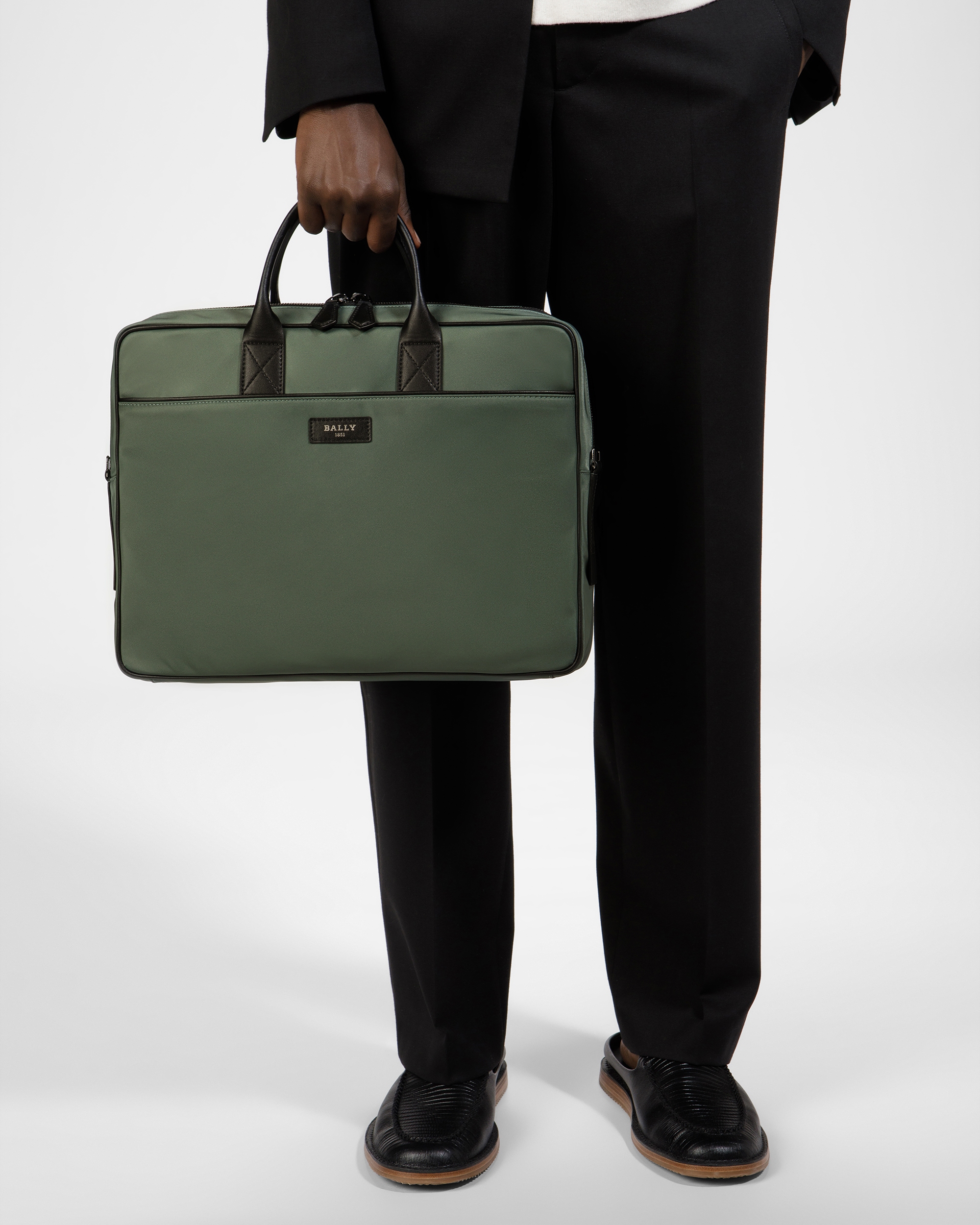 Faldy Nylon Business Bag In Sage