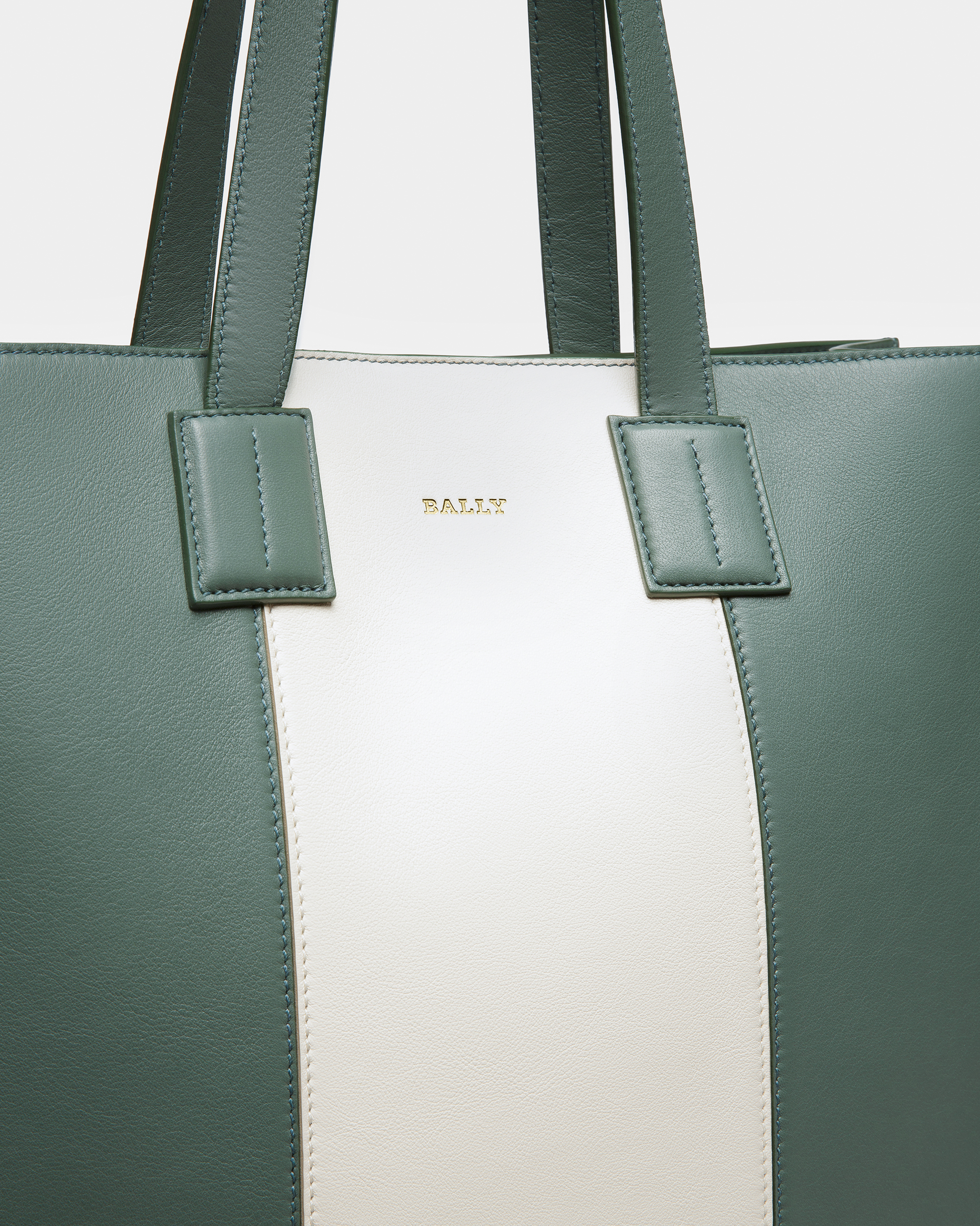 Crystalia Leather Tote In Sage And Bone