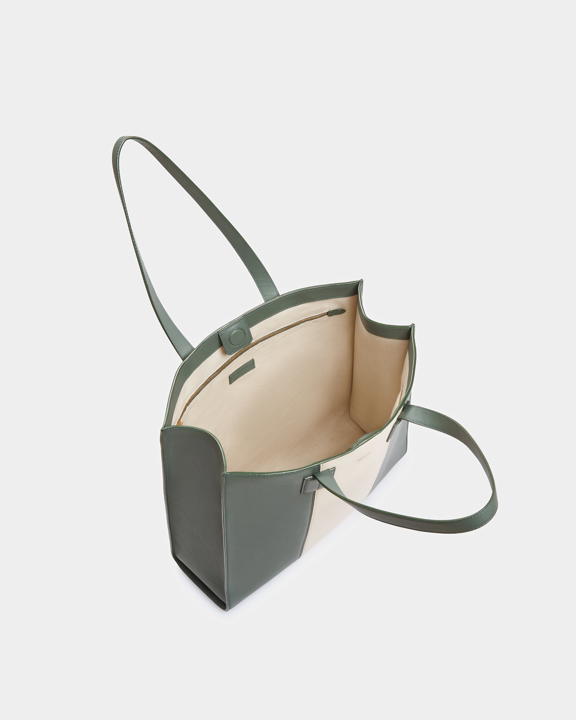 Crystalia Leather Tote In Sage And Bone