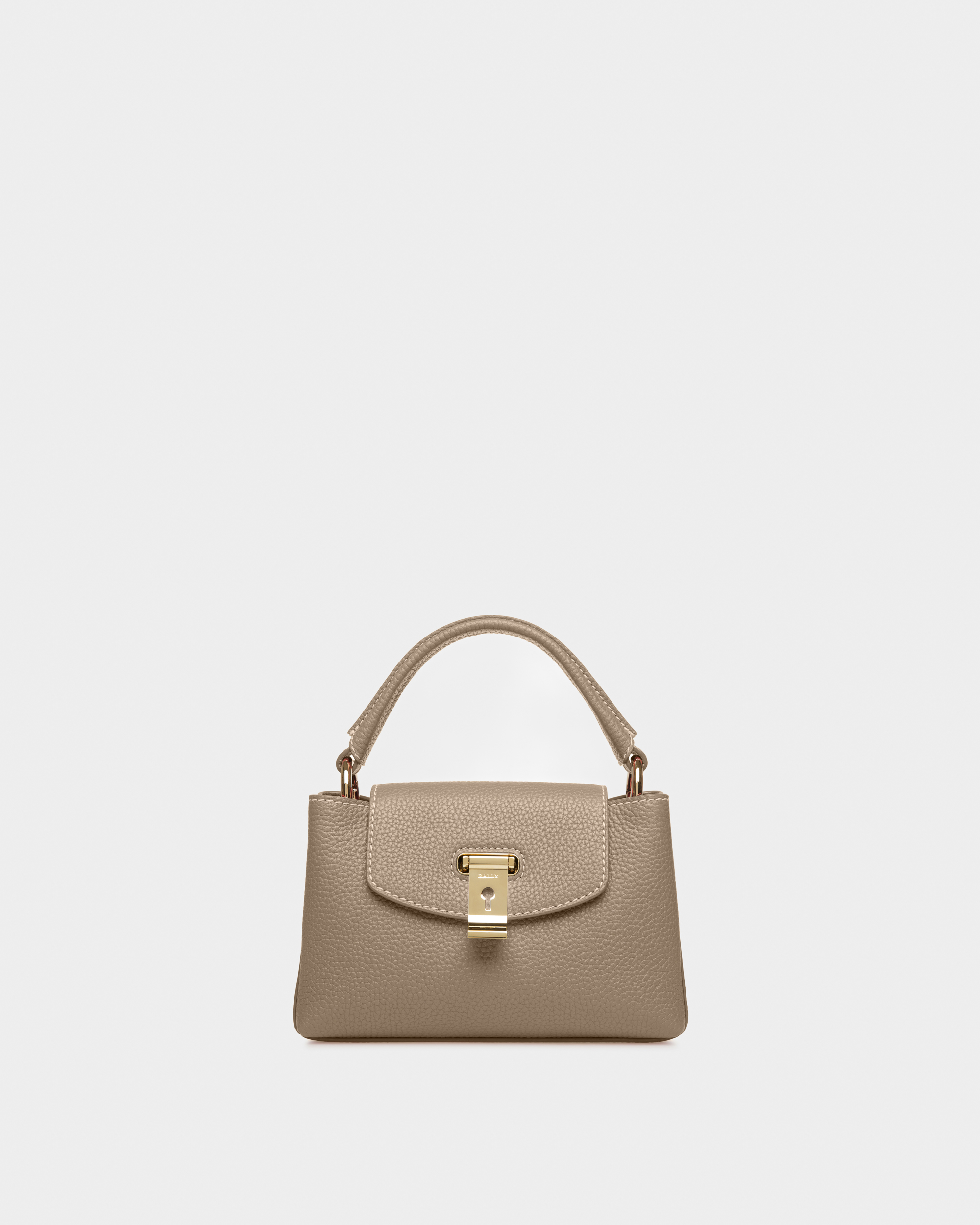 Lock Me Top Handle Bag In Light Brown Leather