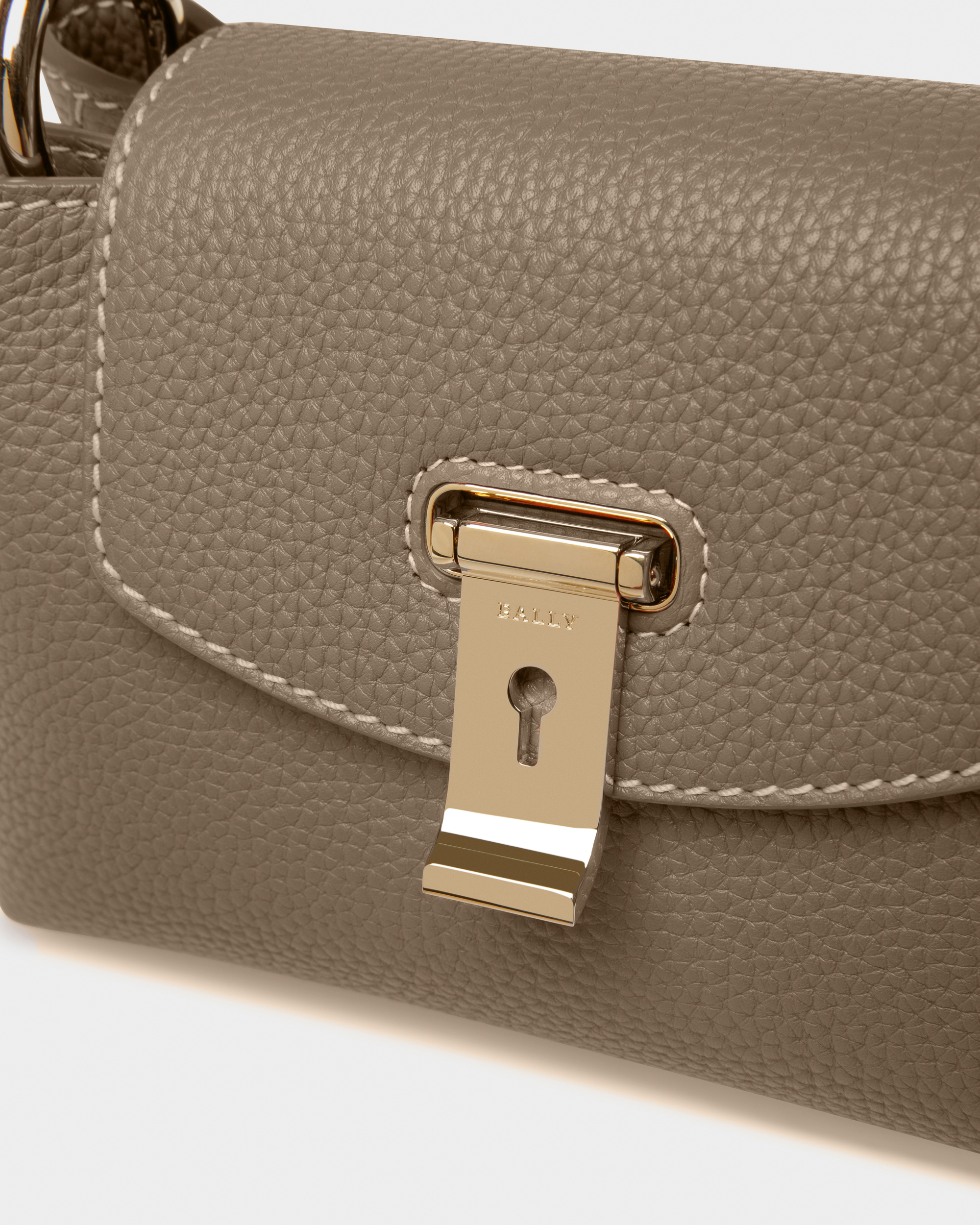 Lock Me Top Handle Bag In Light Brown Leather