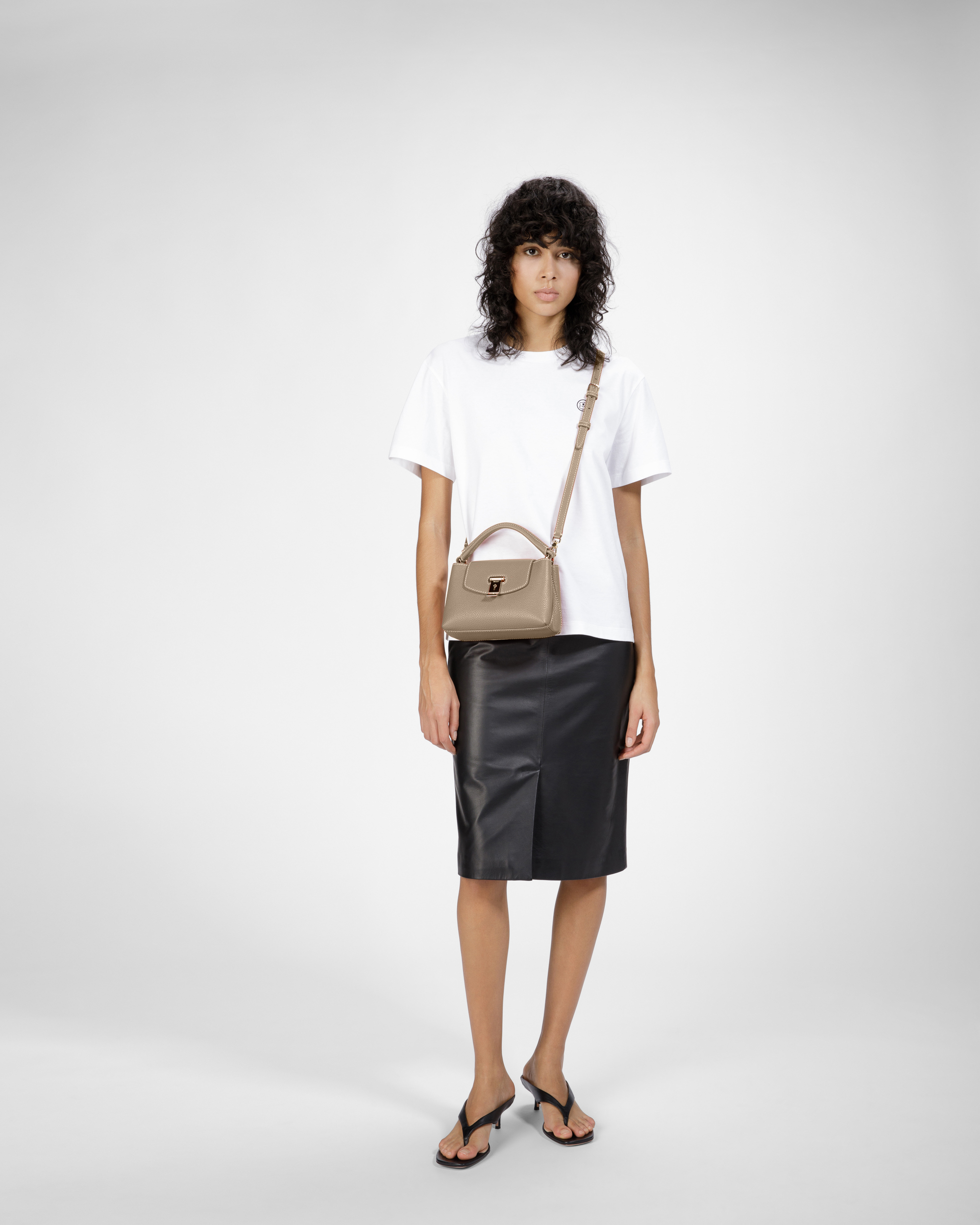 Lock Me Top Handle Bag In Light Brown Leather