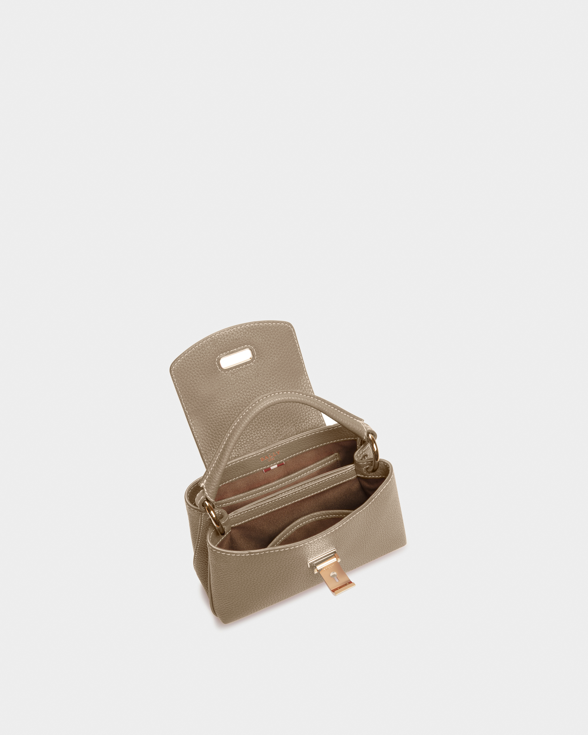 Lock Me Top Handle Bag In Light Brown Leather