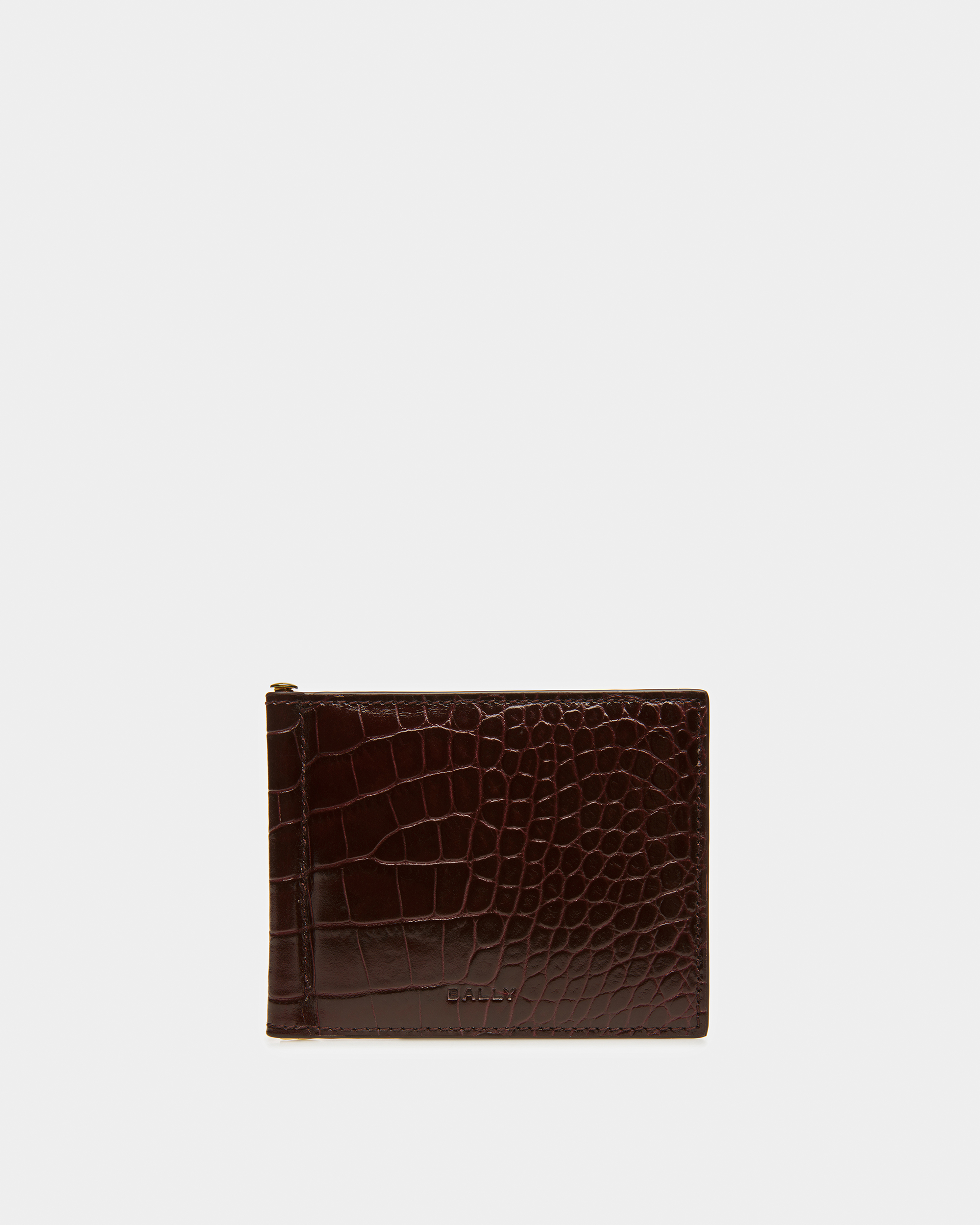 Bifold Clip Wallet In Crocodile Embossed