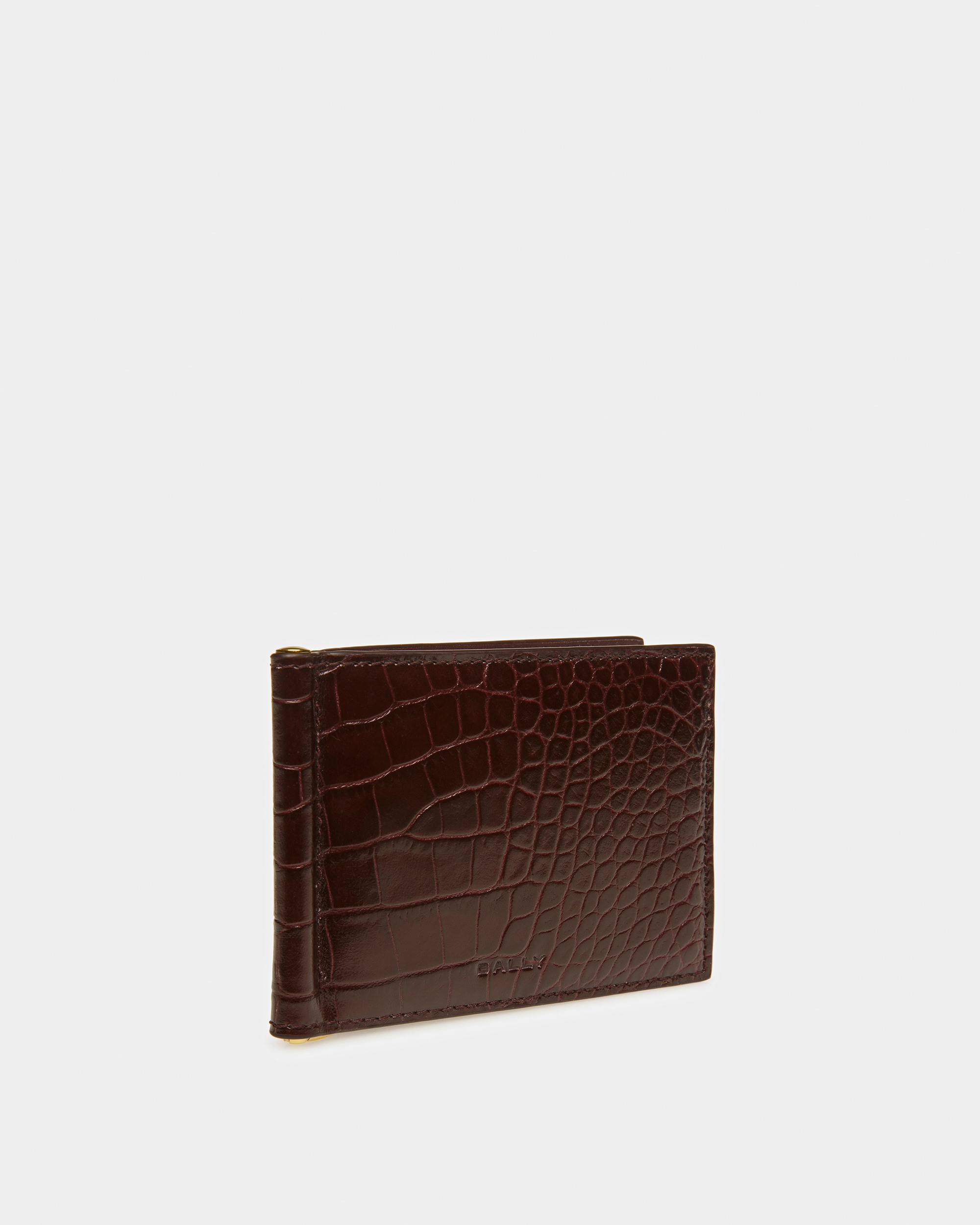 Bifold Clip Wallet In Crocodile Embossed