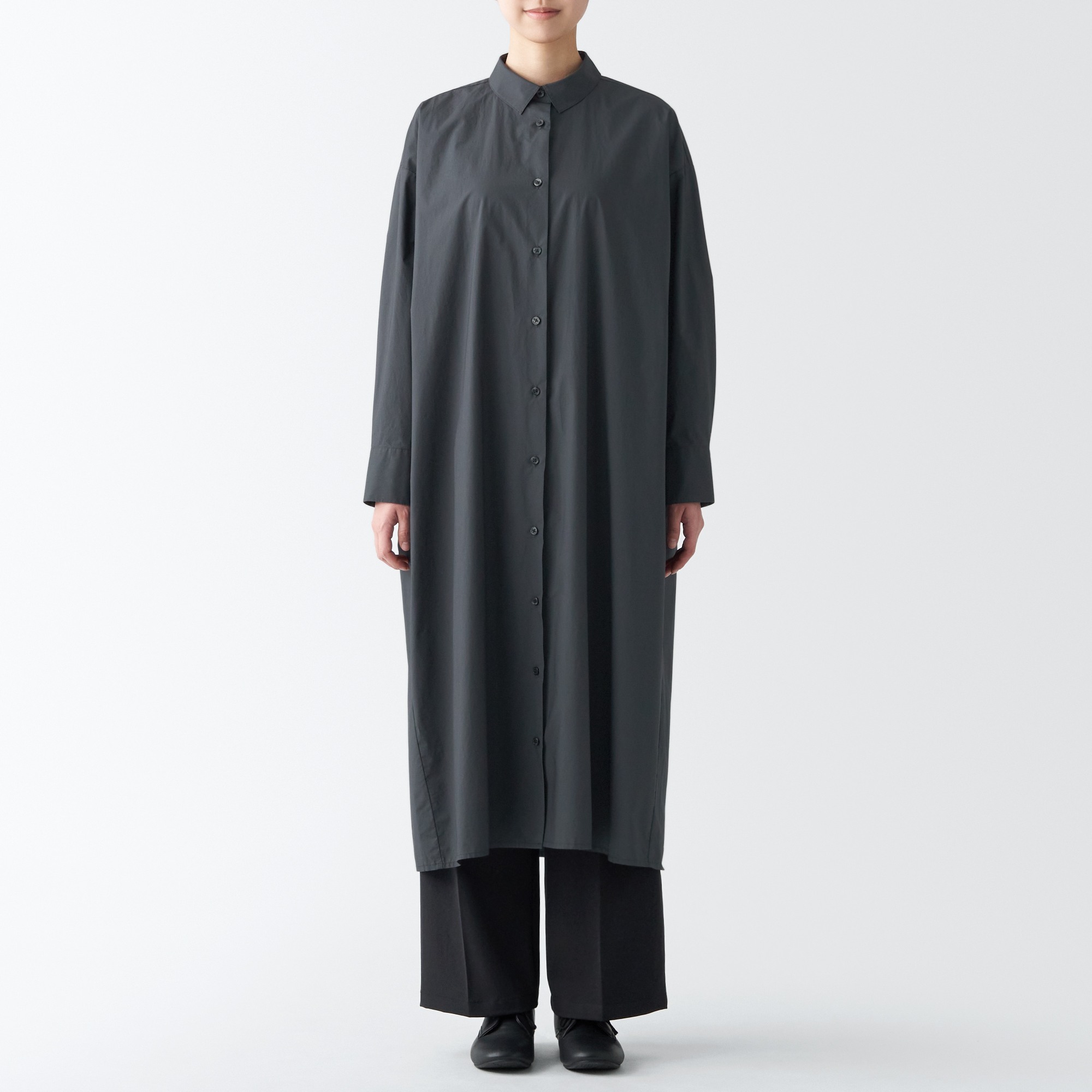 MUJI | Cotton High Density Long sleeve One-piece dress