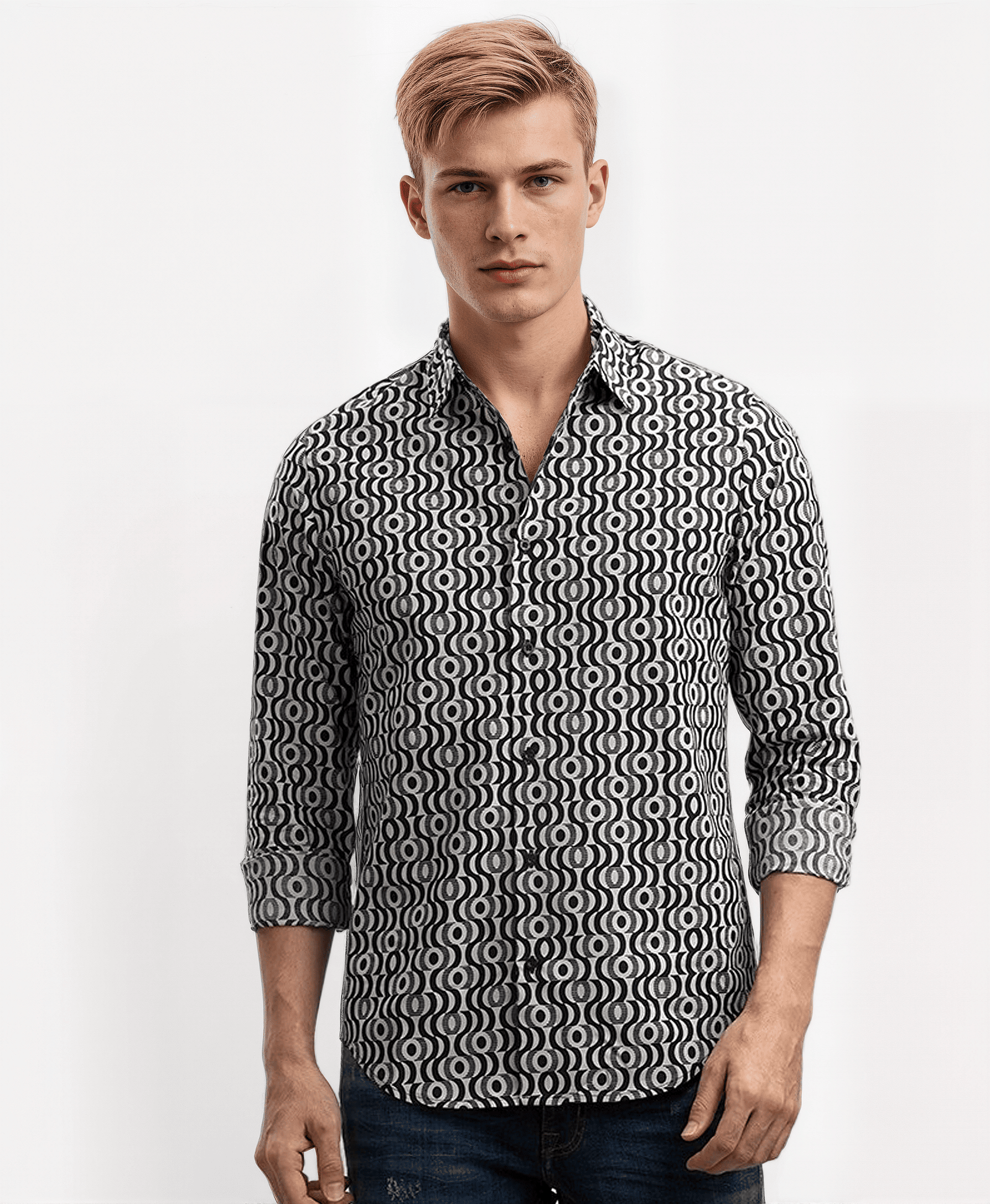 L/S PRINTED POPLIN SHIRT