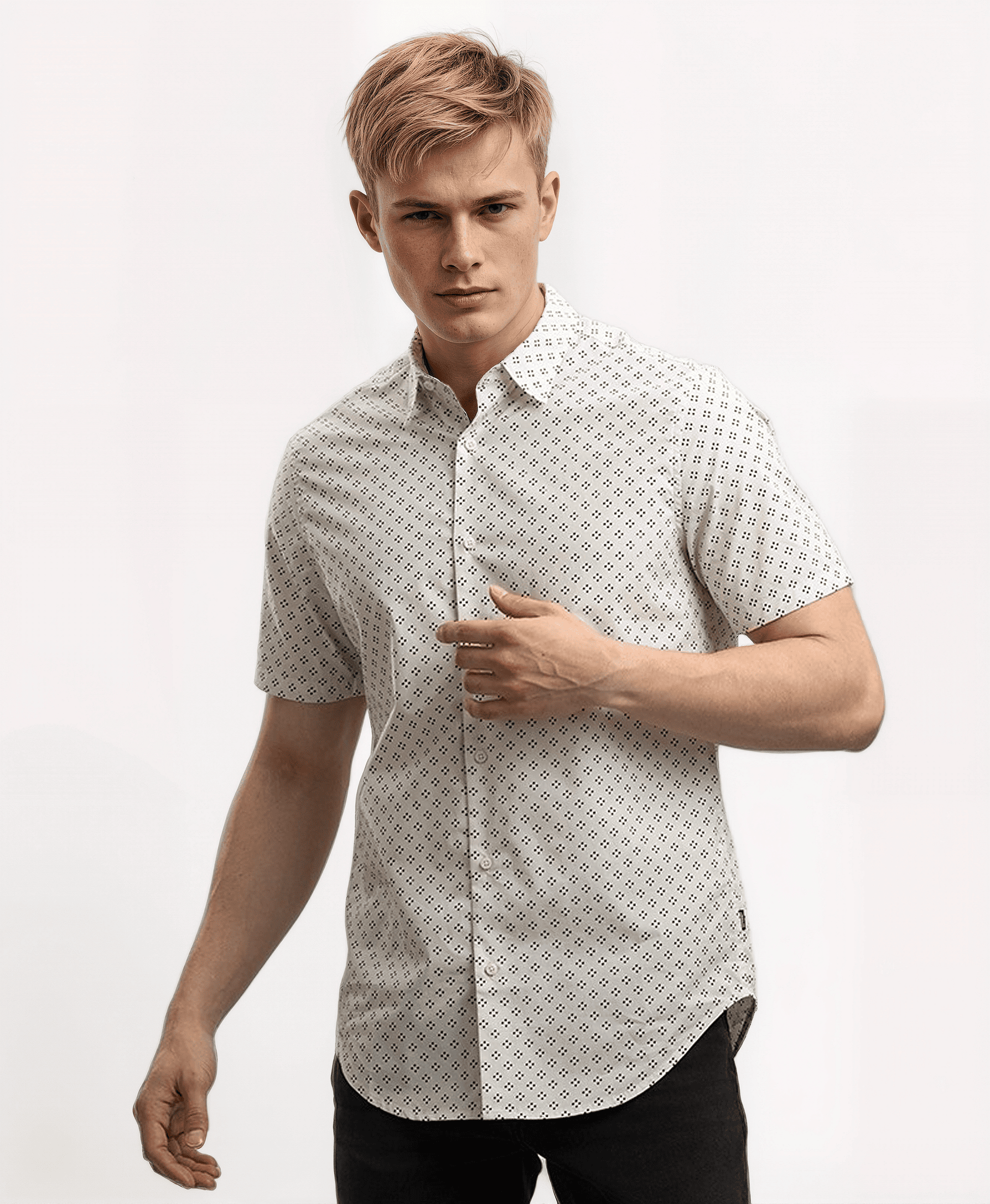 S/S PRINTED POPLIN SHIRT