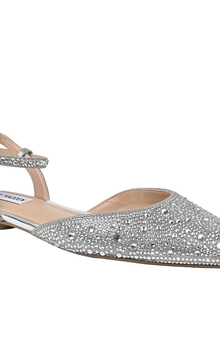 Julitta Silver Closed Flats & Ballerinas