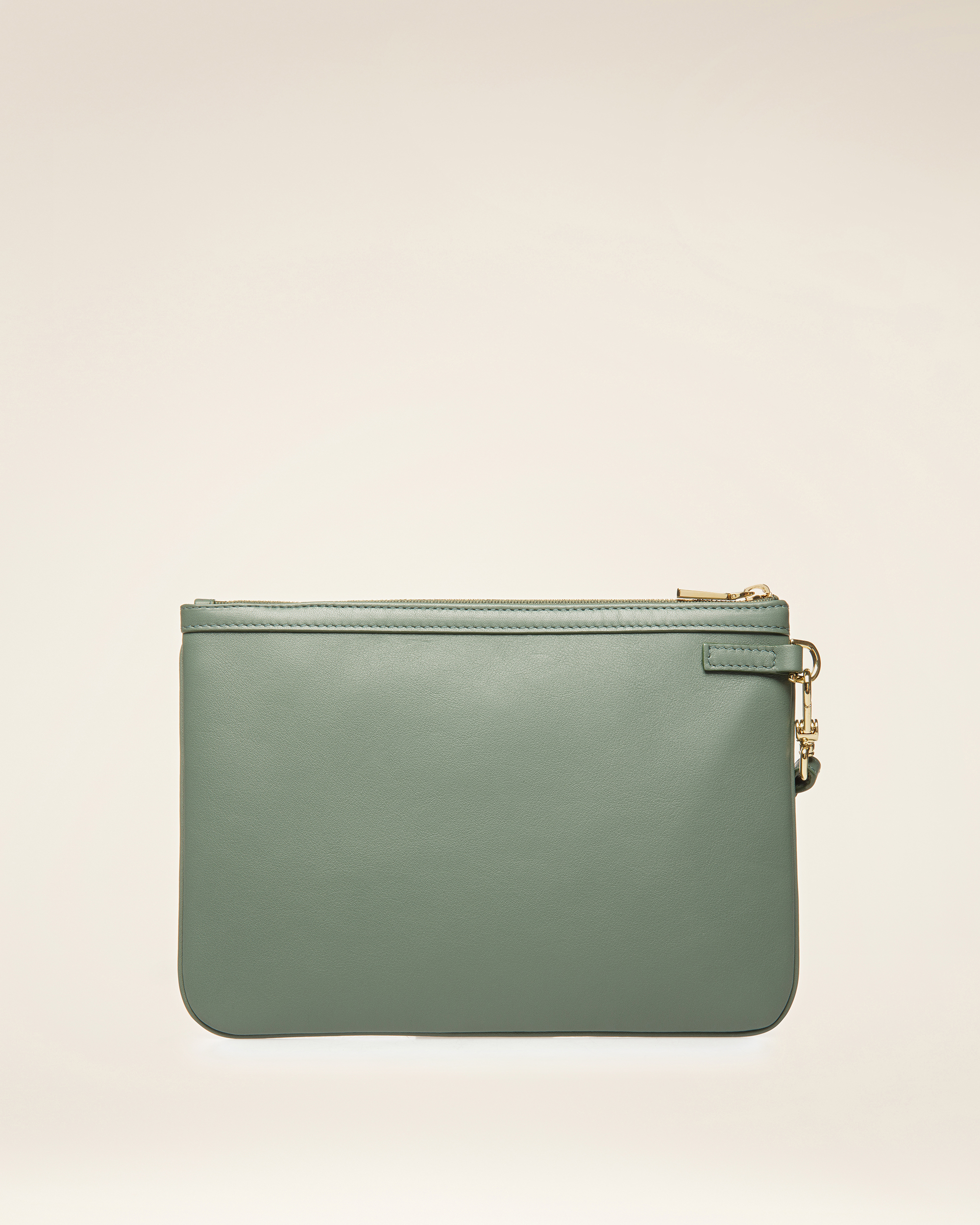 Cabana Wristlet in Green and White Leather