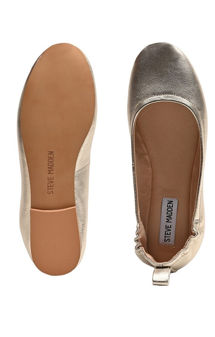 Greta Gold Closed Flats & Ballerinas