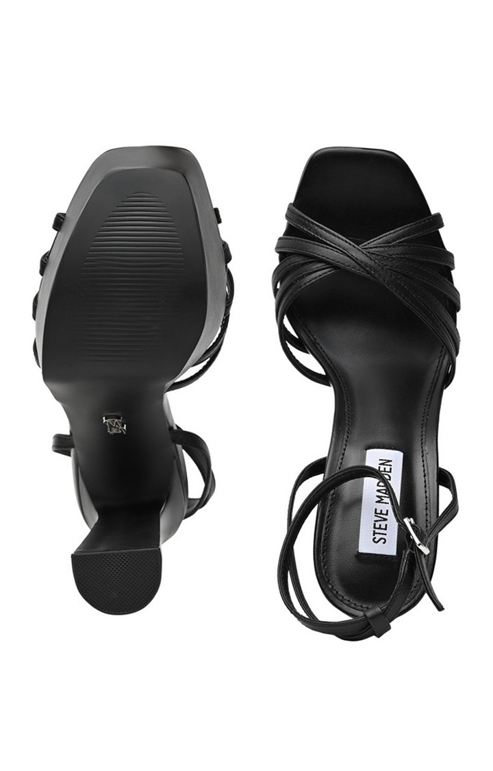 Diamante Black Heel Sandals