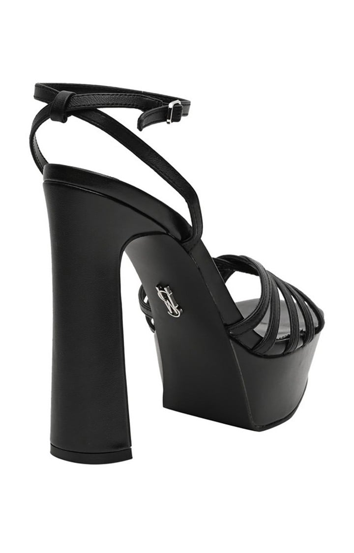 Diamante Black Heel Sandals