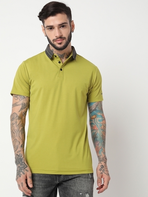 GAS | Slim Fit Half Sleeve Solid Tencil Lycra Polo T-Shirt