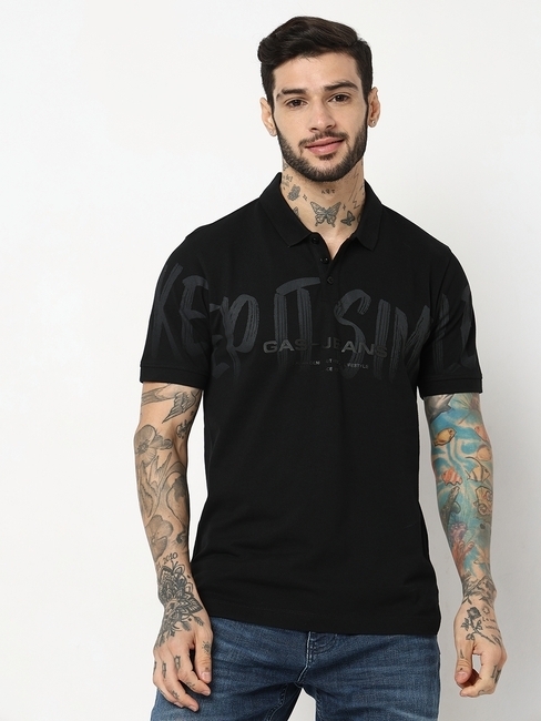 GAS | Relaxed Fit Half Sleeve Printed Polo T-Shirt