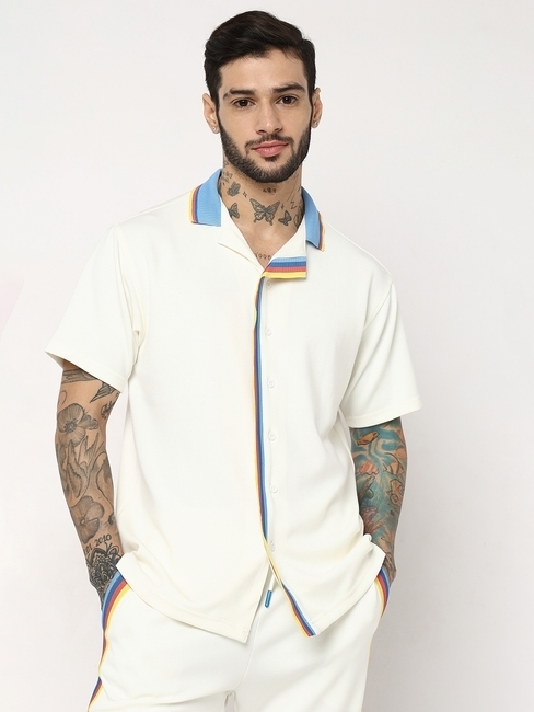 Boxy Fit Half Sleeve Solid Knit Shirts