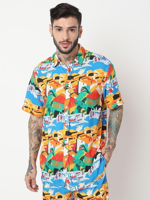 Relaxed Fit Half Sleeve Printed Shirts