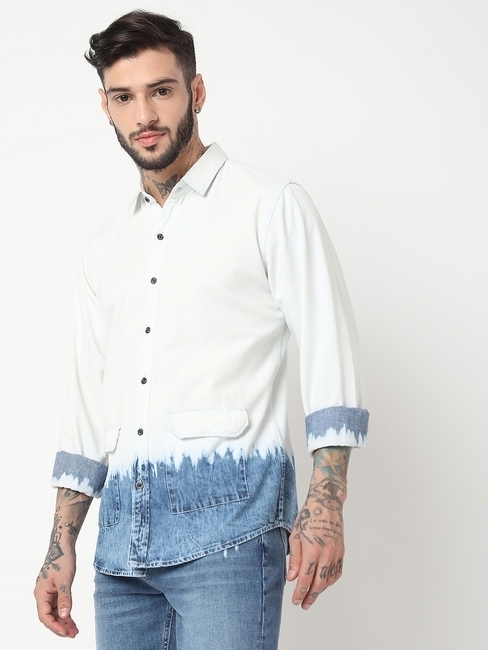 Relaxed Fit Full Sleeve Ombre Denim Shirts