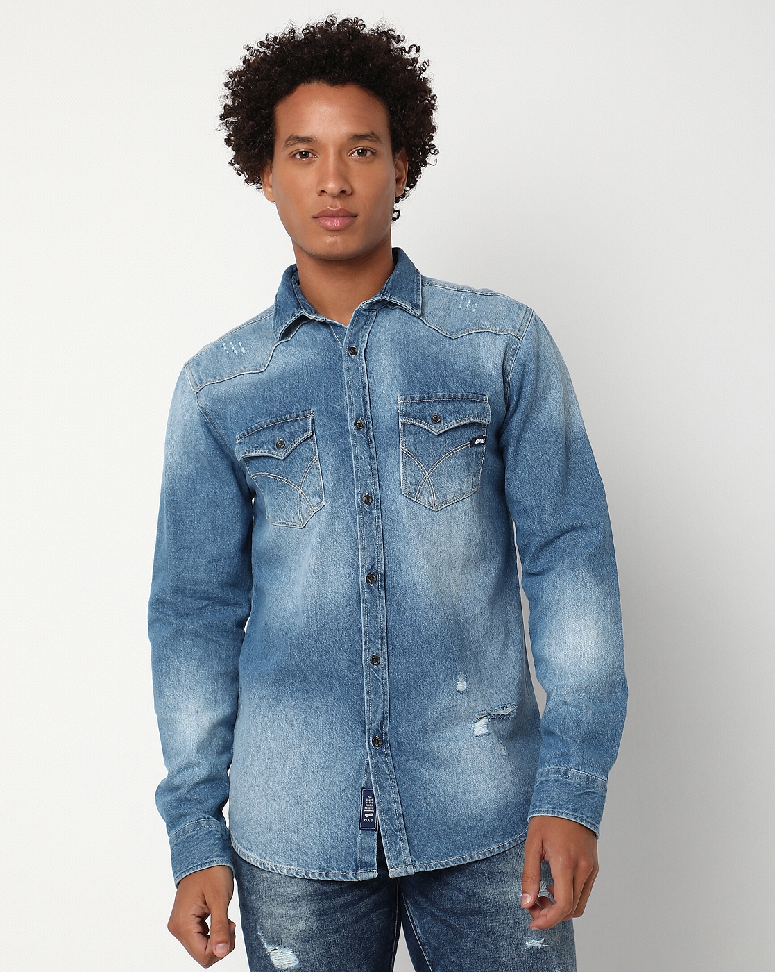 GAS | Relaxed Fit Full Sleeve Solid Cotton Shirts