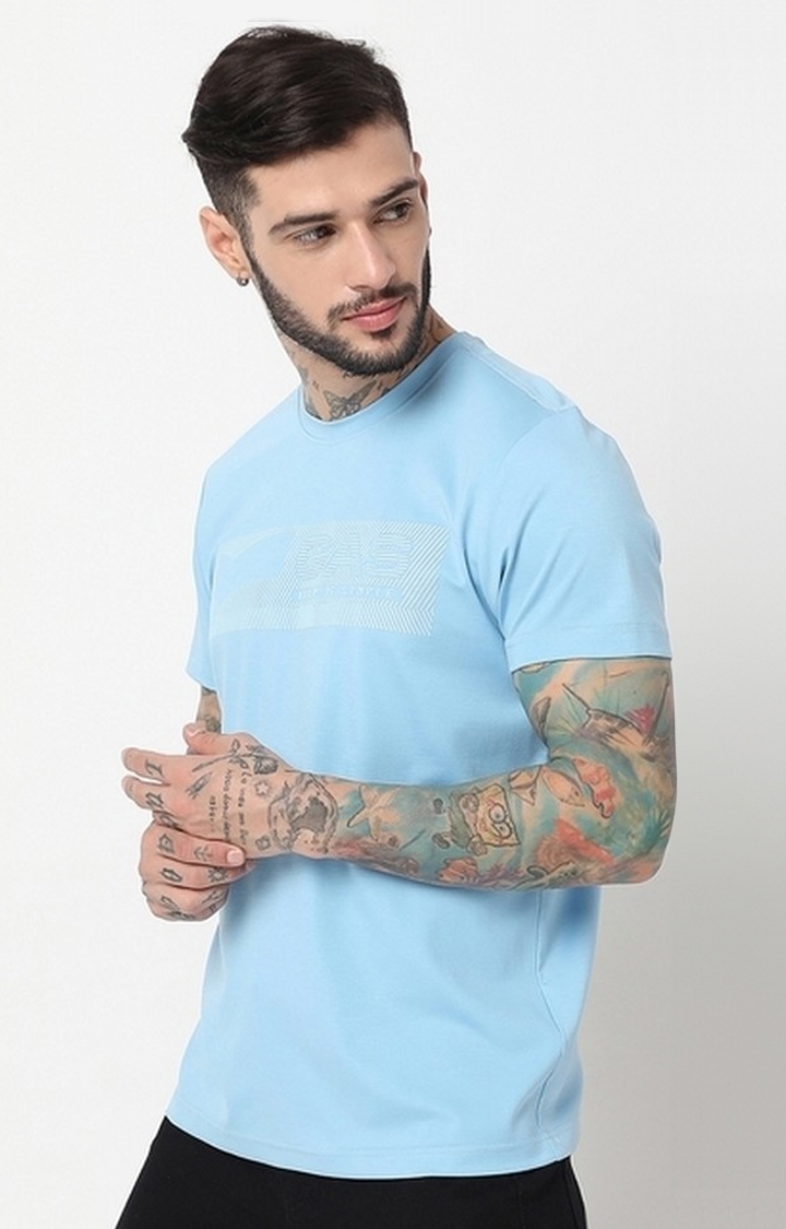 Relaxed Fit Half Sleeve Printed Tencil Lycra T-Shirt