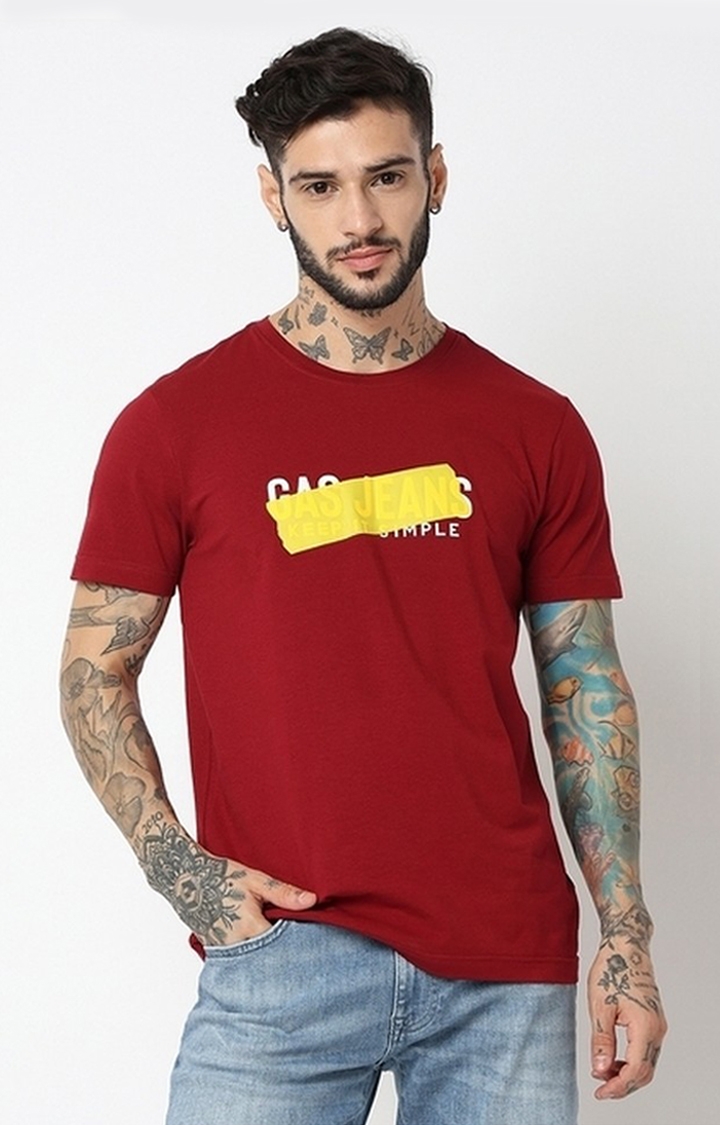 GAS | Relaxed Fit Half Sleeve Printed Cotton Lycra T-Shirt
