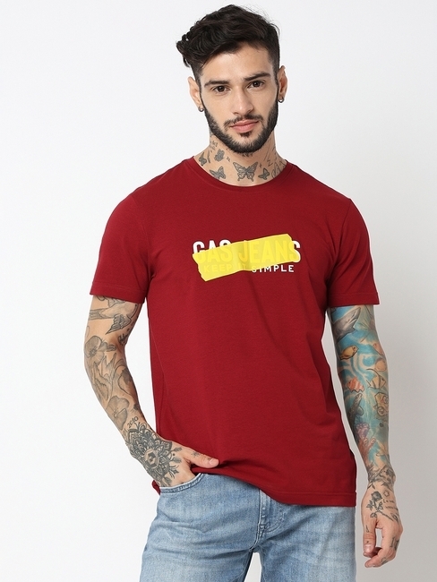 GAS | Relaxed Fit Half Sleeve Printed Cotton Lycra T-Shirt