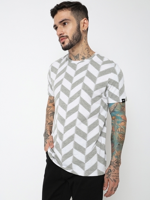 GAS | Relaxed Fit Half Sleeve Printed Jacquard T-Shirt
