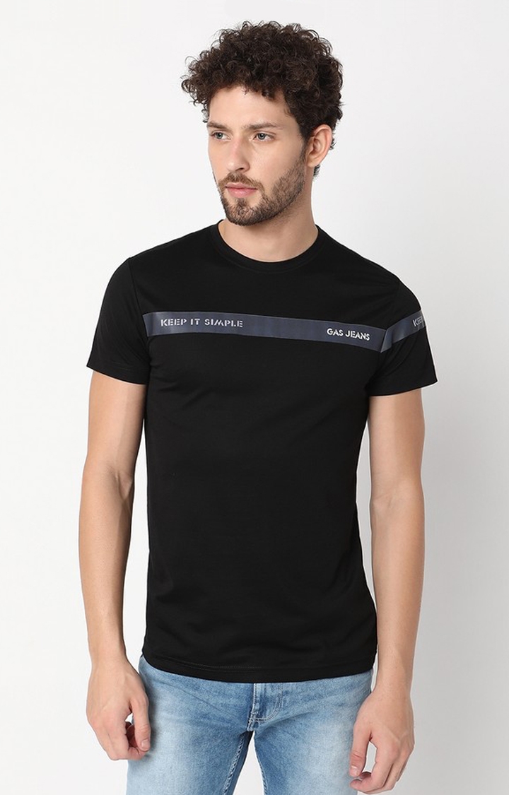 GAS | Slim Fit Half Sleeve Solid Tencil Lycra T-Shirt