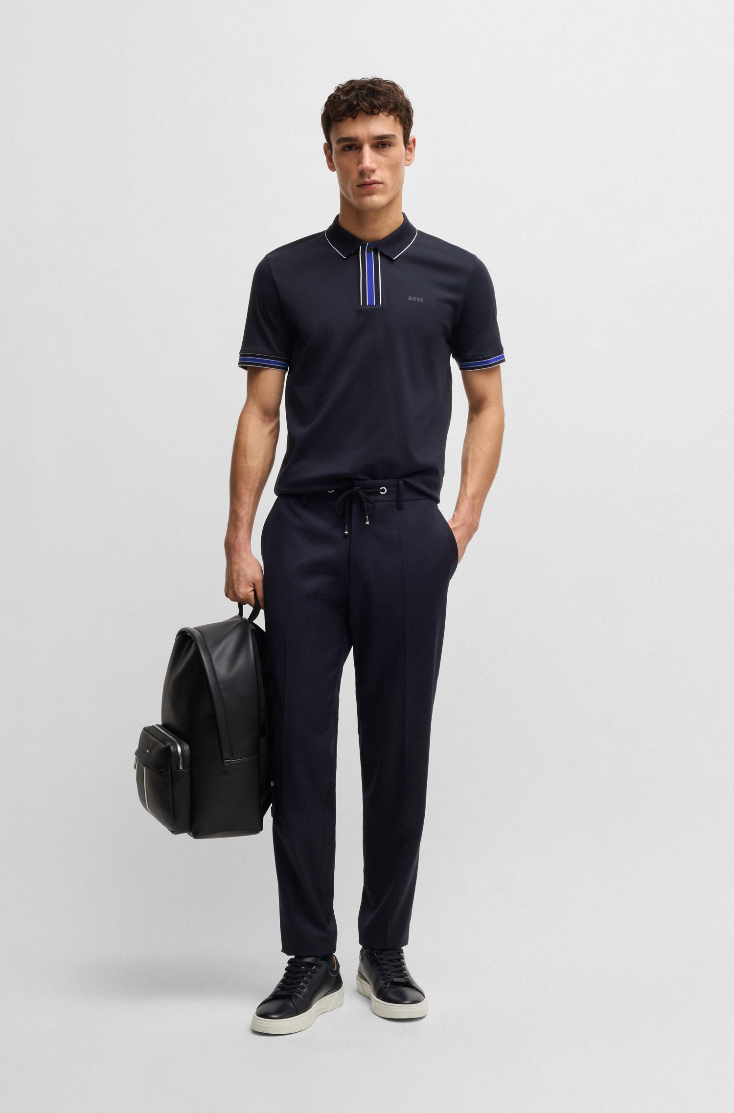 Interlock cotton polo shirt
