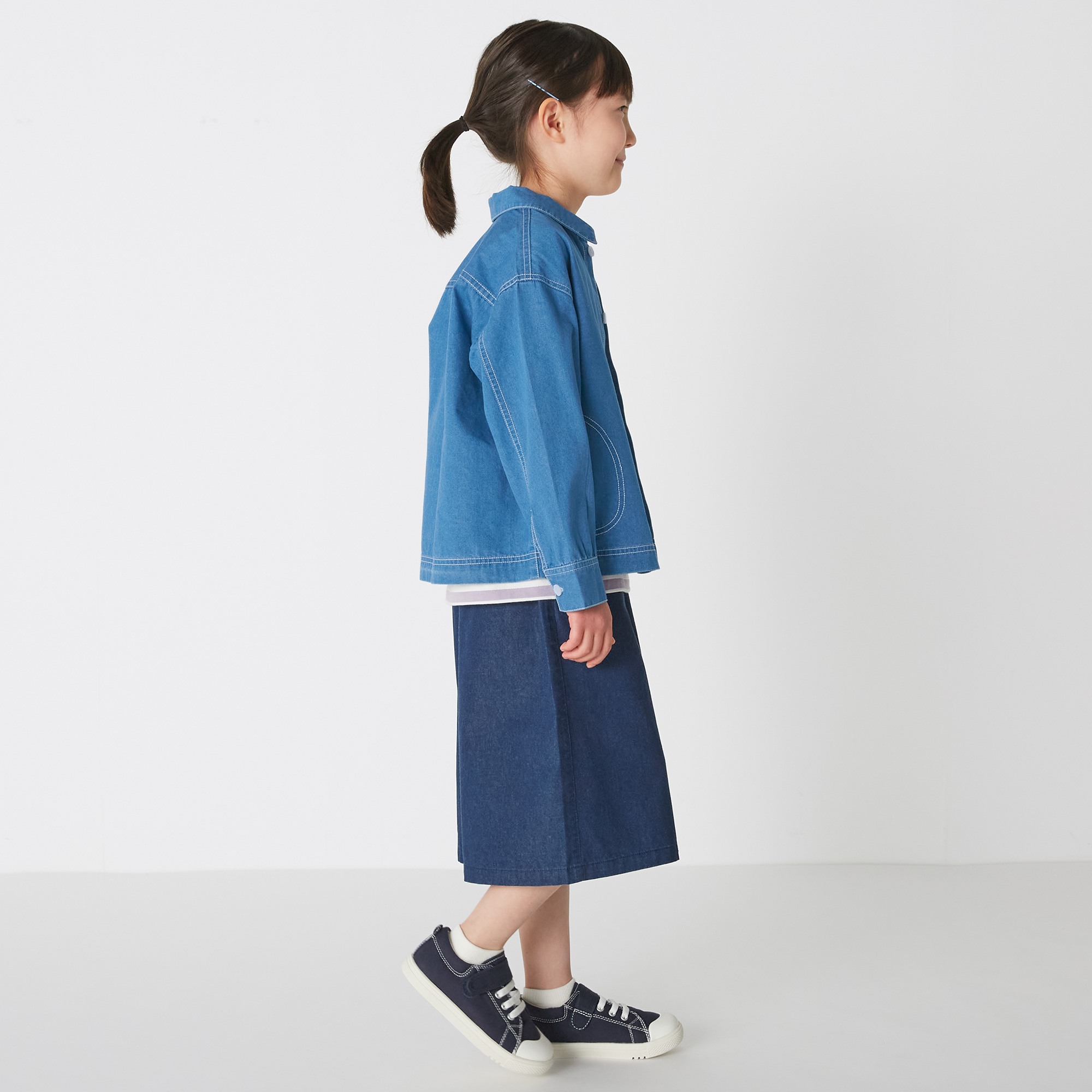Washed denim shirt jacket(kids)