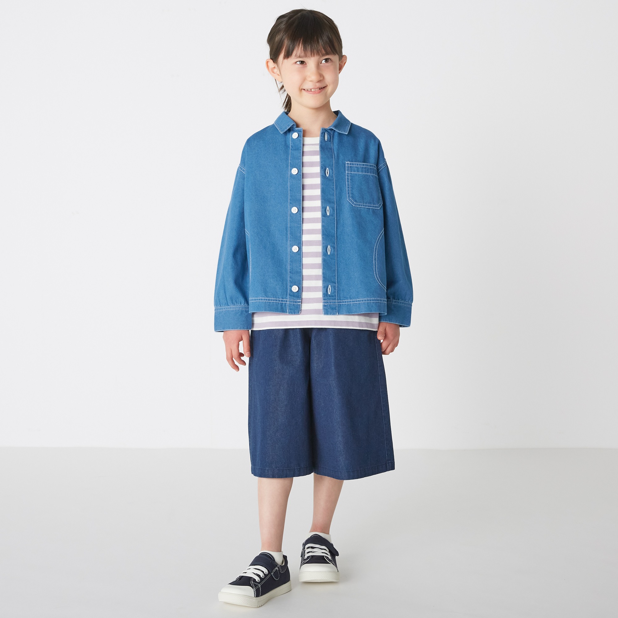 Washed denim shirt jacket(kids)