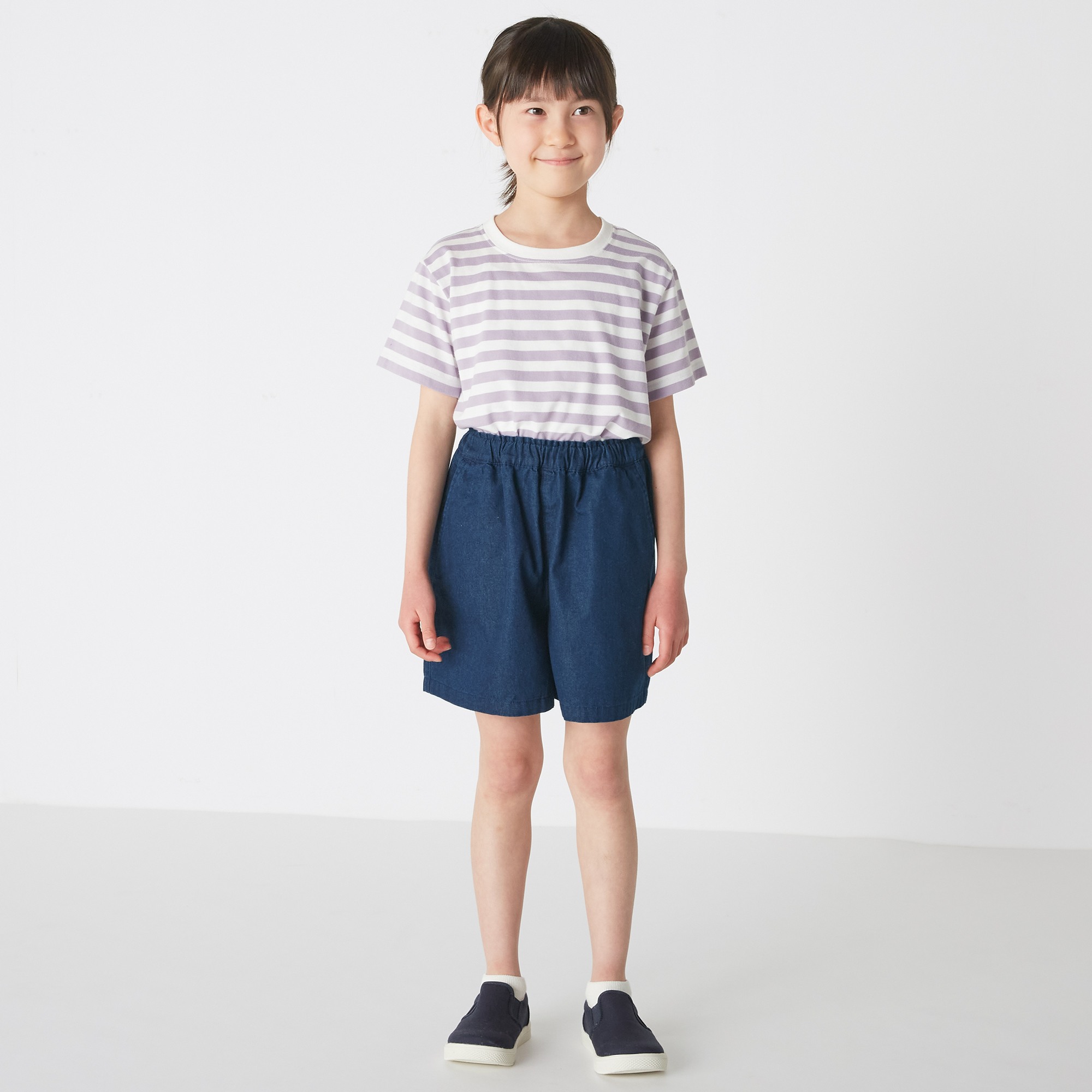 Washed denim shirt culottes(kids)