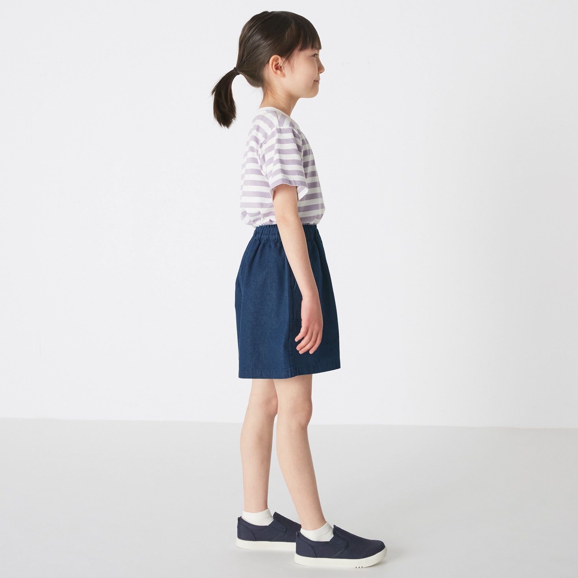 Washed denim shirt culottes(kids)