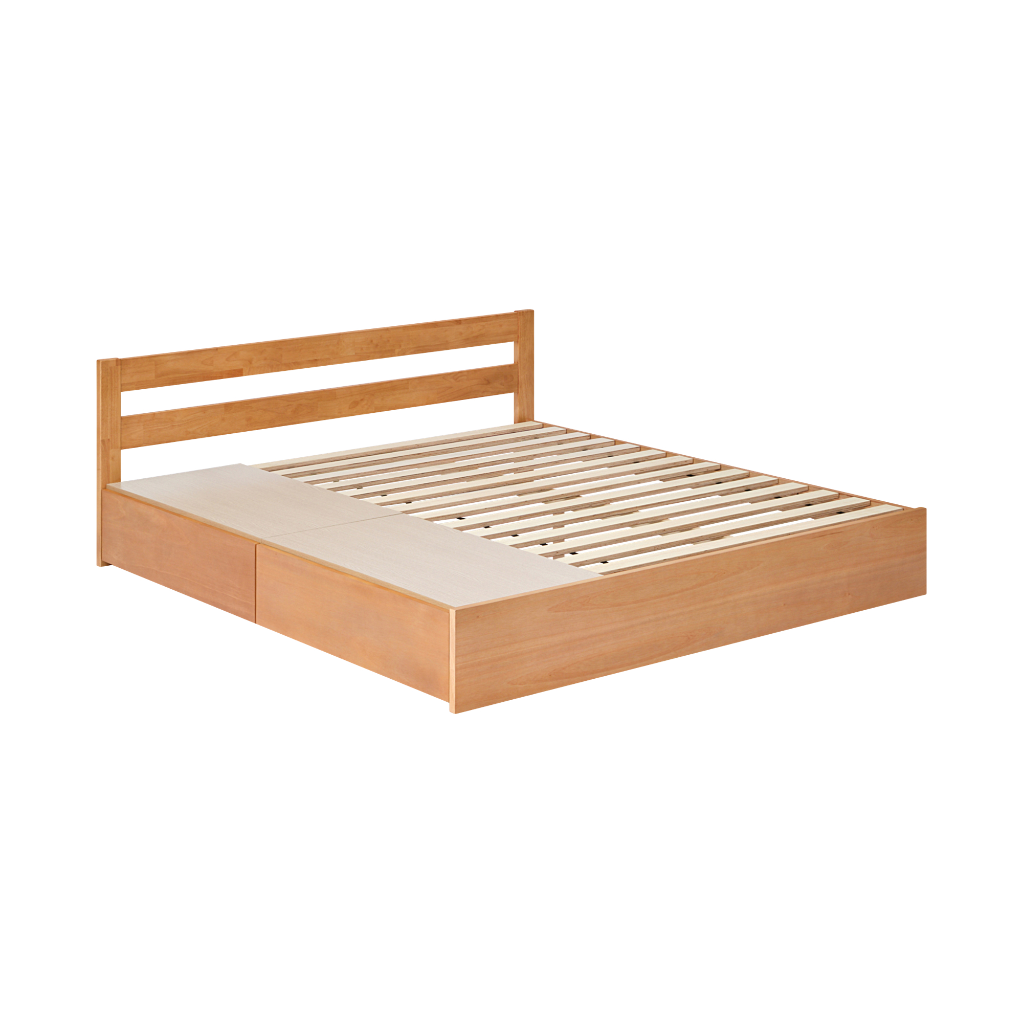 [A]WOODEN STORAGE BED KING