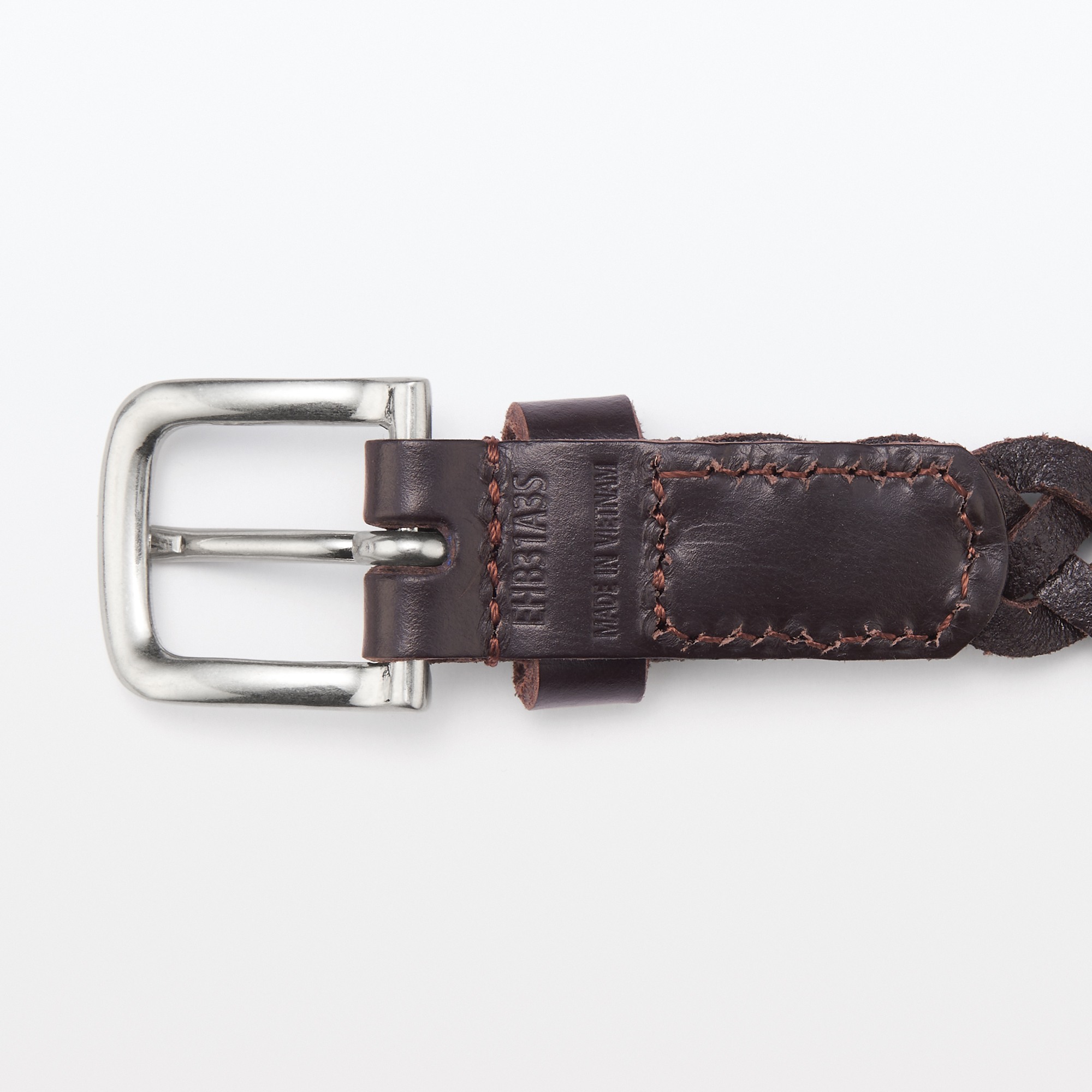 Vegetable tanned leather slim mesh belt