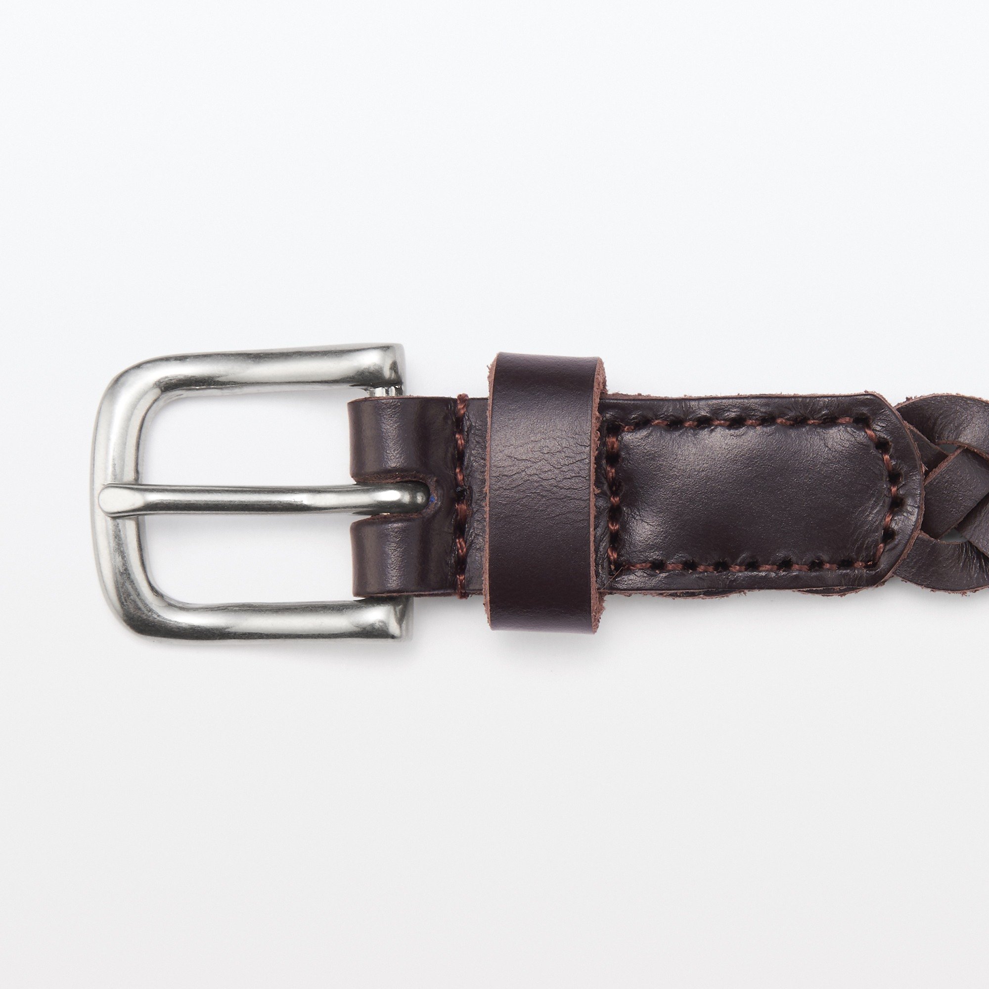 Vegetable tanned leather slim mesh belt